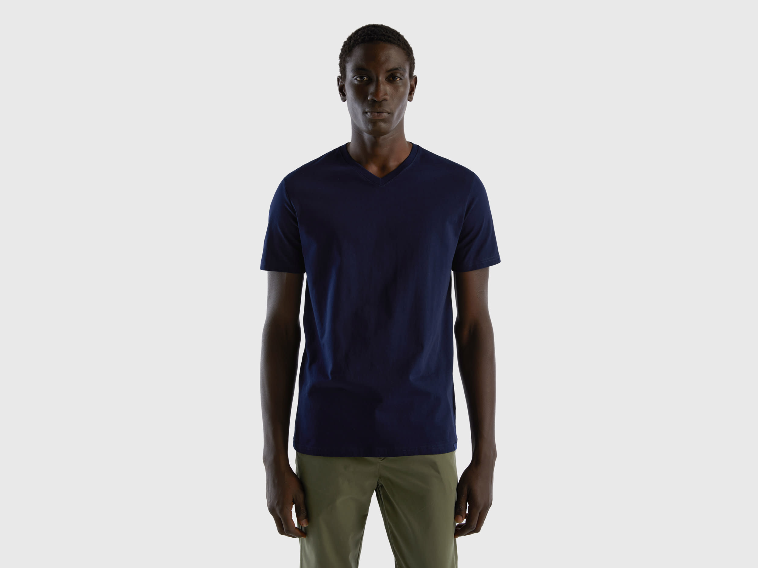 United Colors of Benetton Benetton, Μπλούζα Από Βαμβακερό Μακριά Ίνα, size XS, Σκουρο Μπλε, Ανδρικά