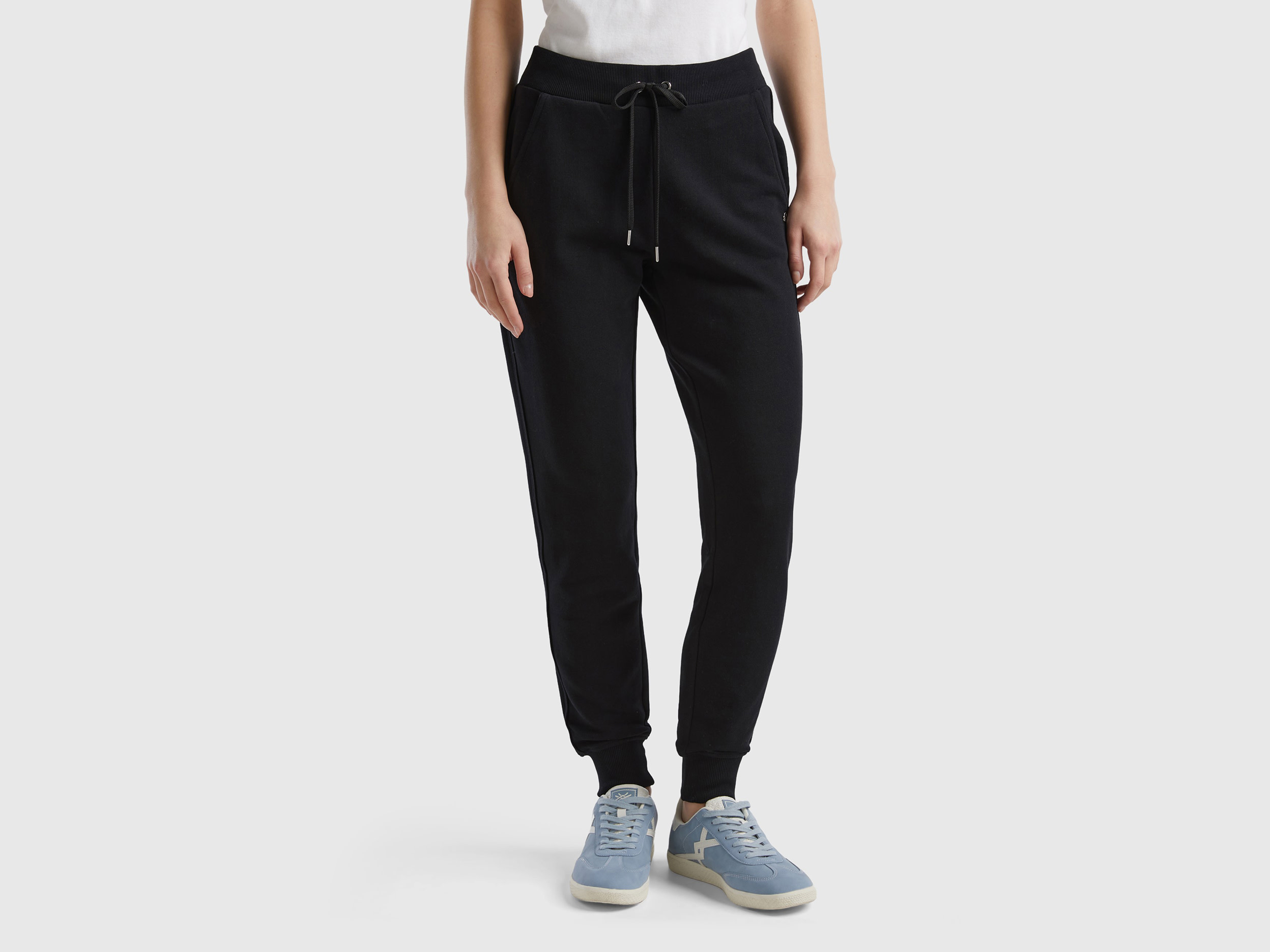 Benetton, Joggers Con Coulisse, Nero, Donna
