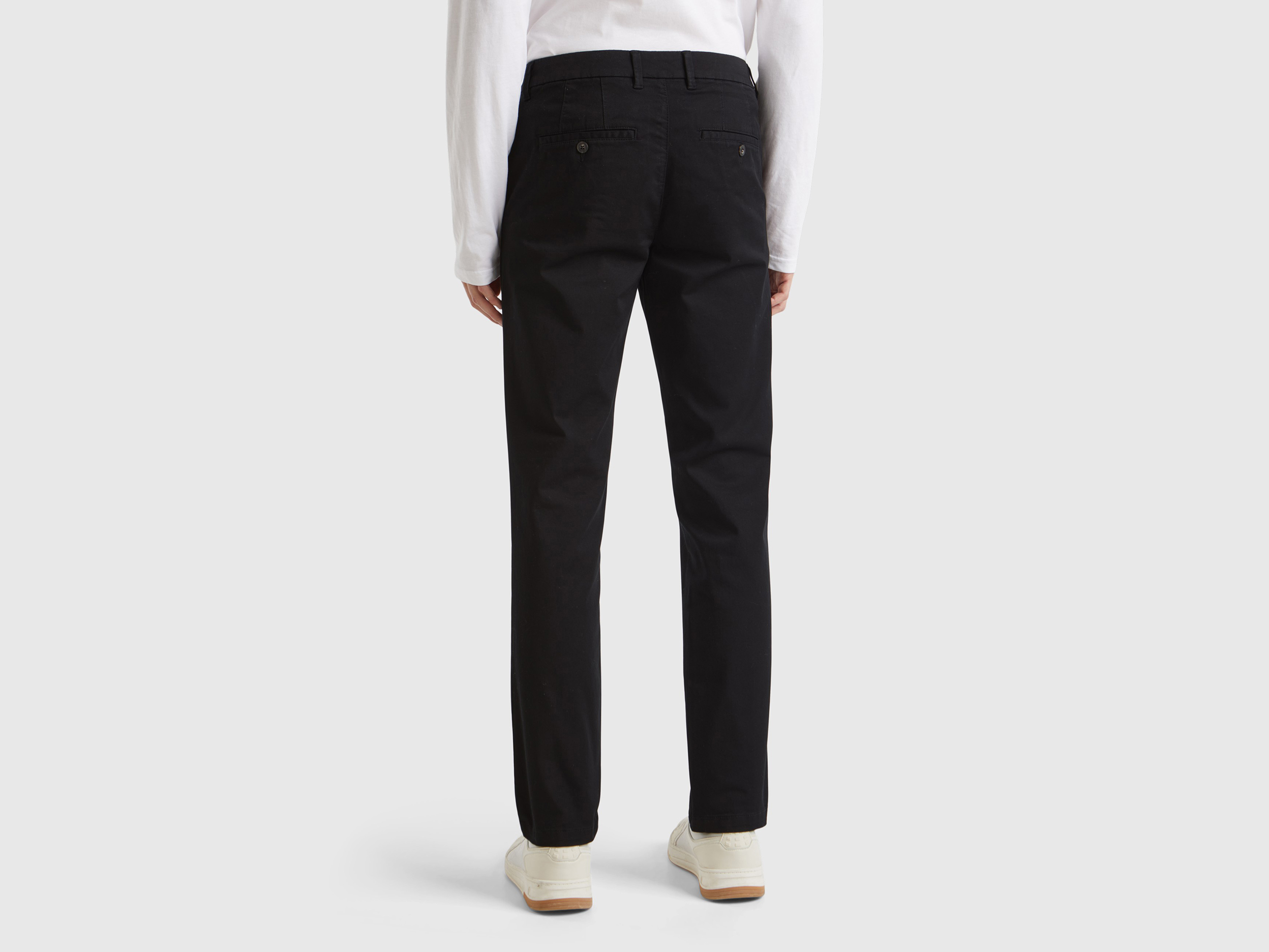 Benetton, Τσίνο Slim Fit Από Ελαστικό Βαμβακερό, size 44, Μαυρο, Ανδρικά φωτογραφία