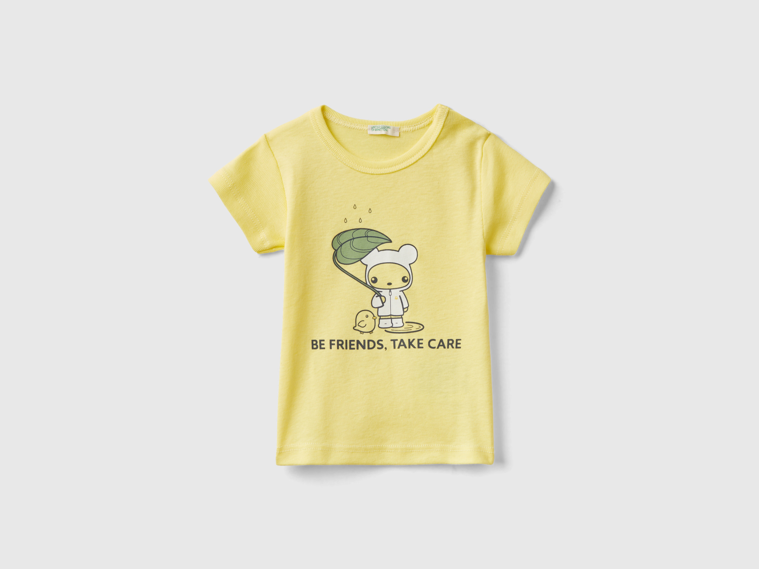 Image of Benetton, T-shirt In 100% Organic Cotton, size 56, Yellow, Kids