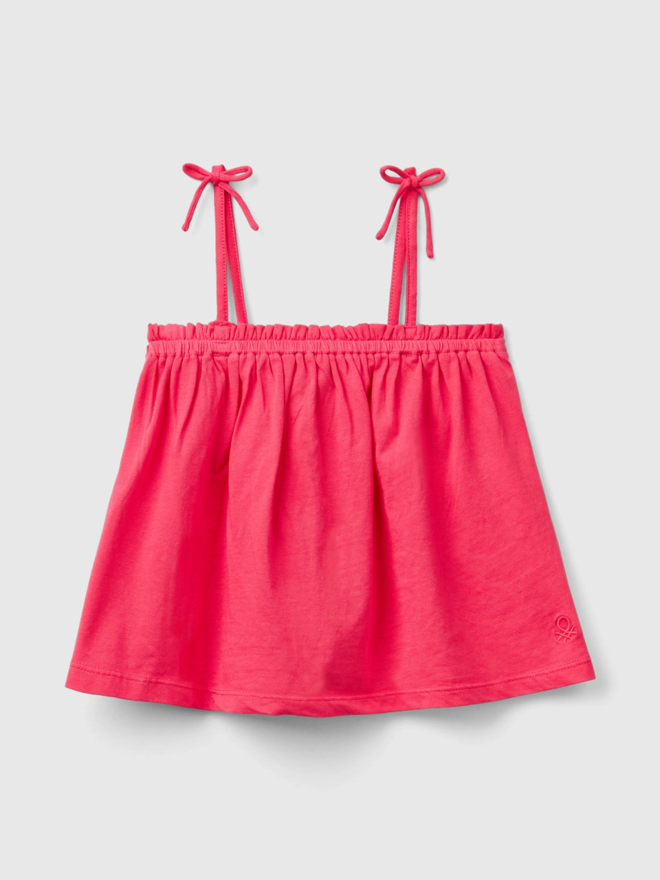 Benetton, Top With Broderie Anglaise Details, Fuchsia, Kids