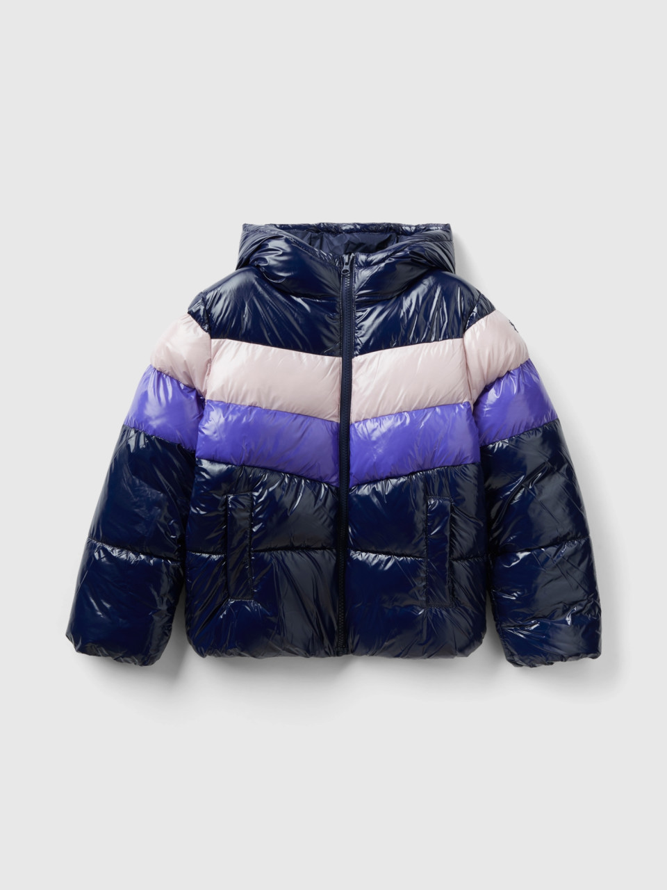 Benetton, Color Block Padded Jacket, Dark Blue, Kids