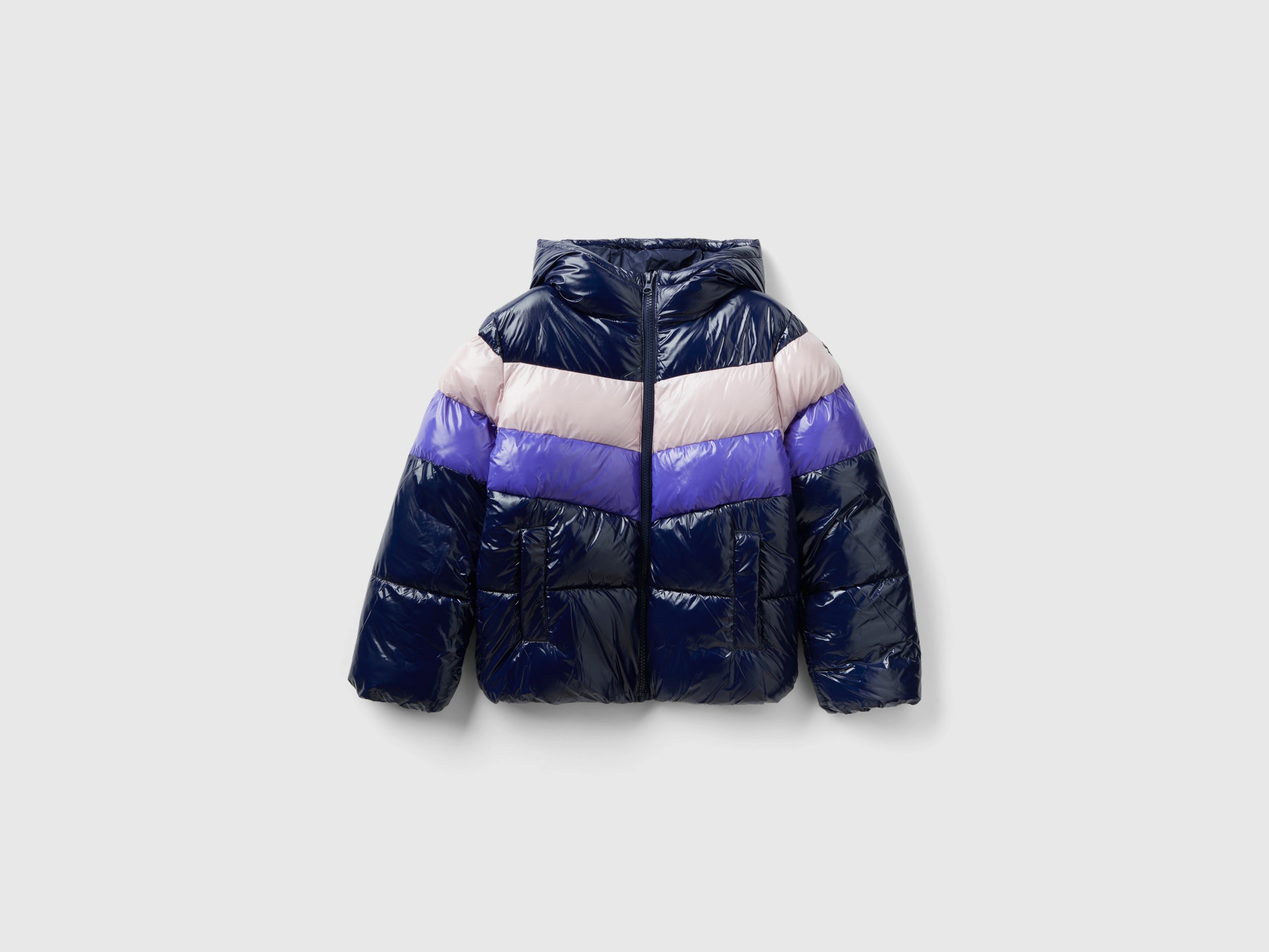 Benetton, Color Block Padded Jacket, size L, Dark Blue, Kids