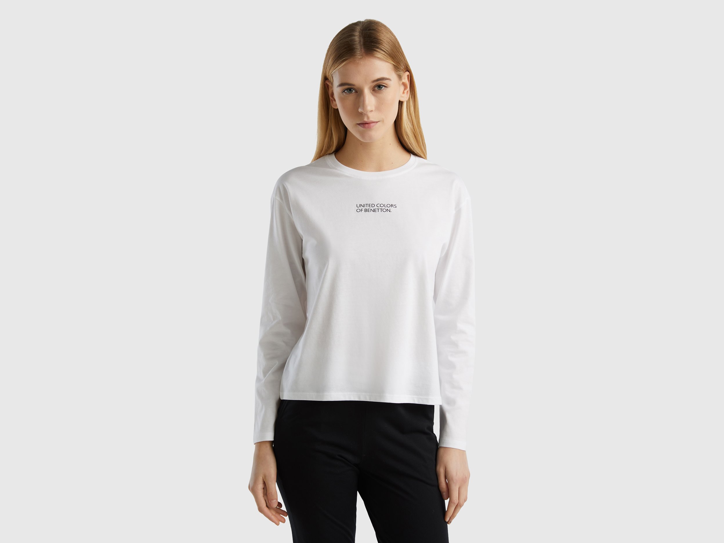 Benetton, T-shirt With Logo Print, size XS, White, Women