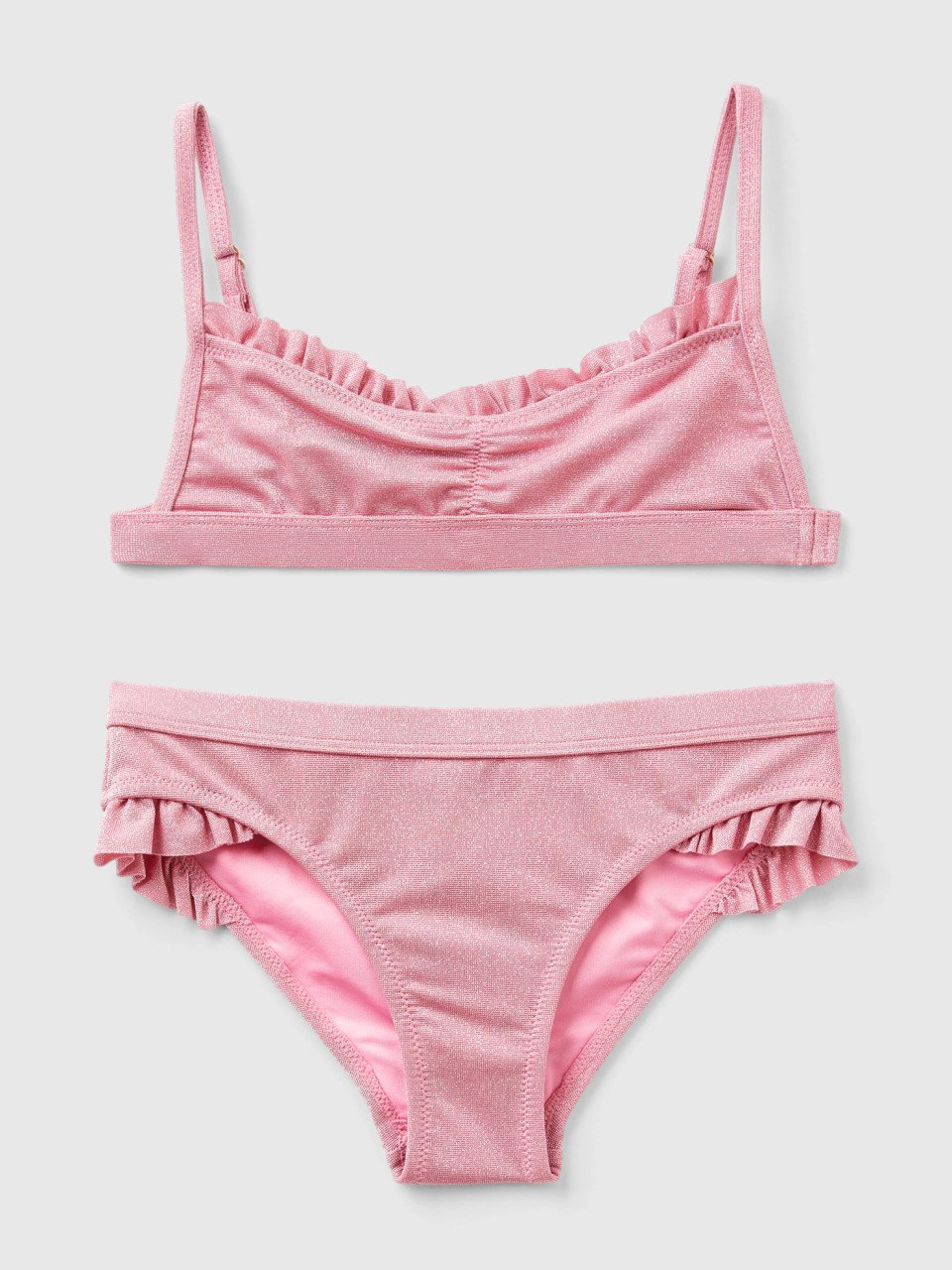 Benetton, Bikini Swimsuit With Lurex, Pink, Kids