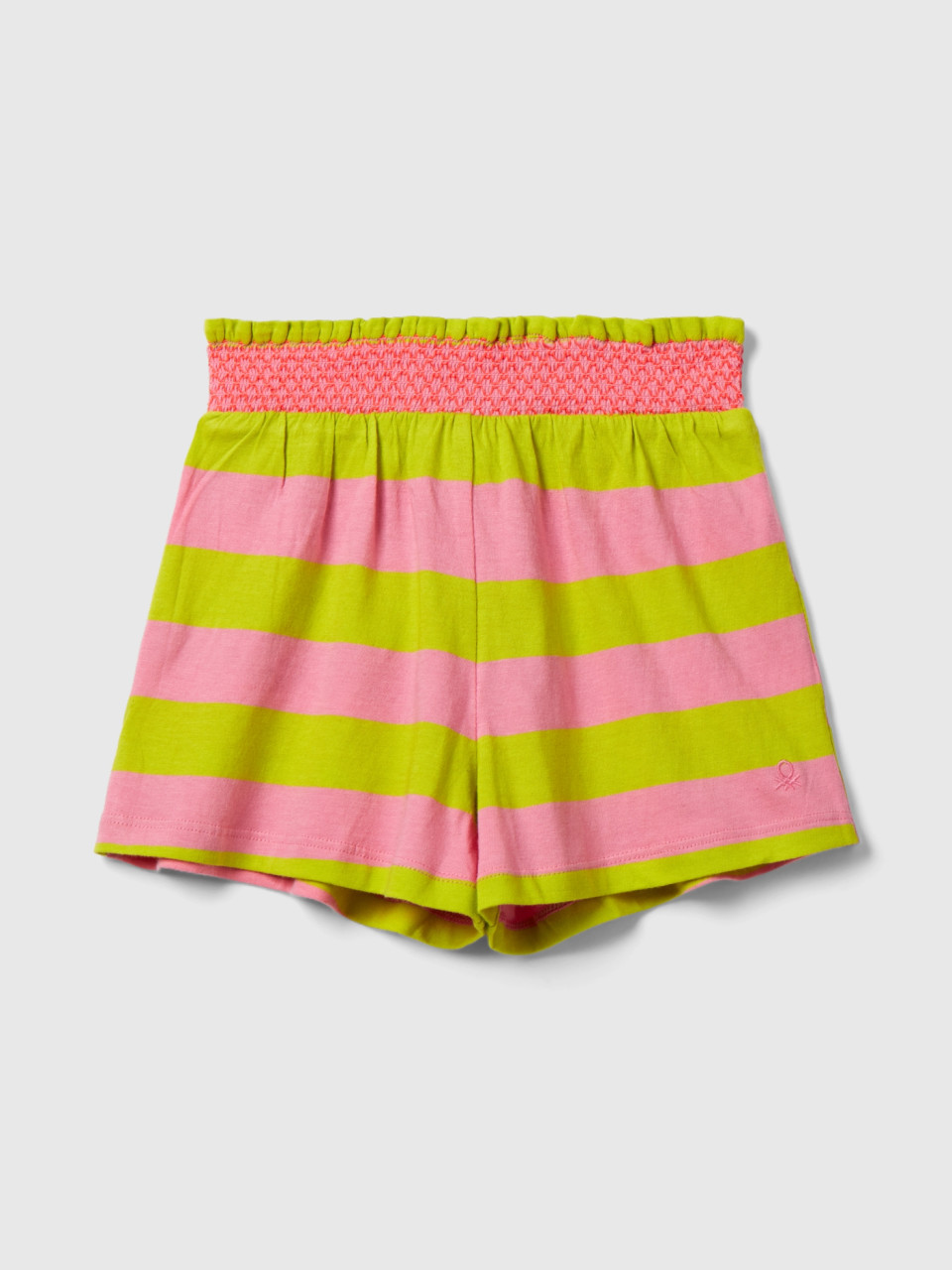 Benetton, Shorts A Righe Con Rouches, Multicolore, Bambini