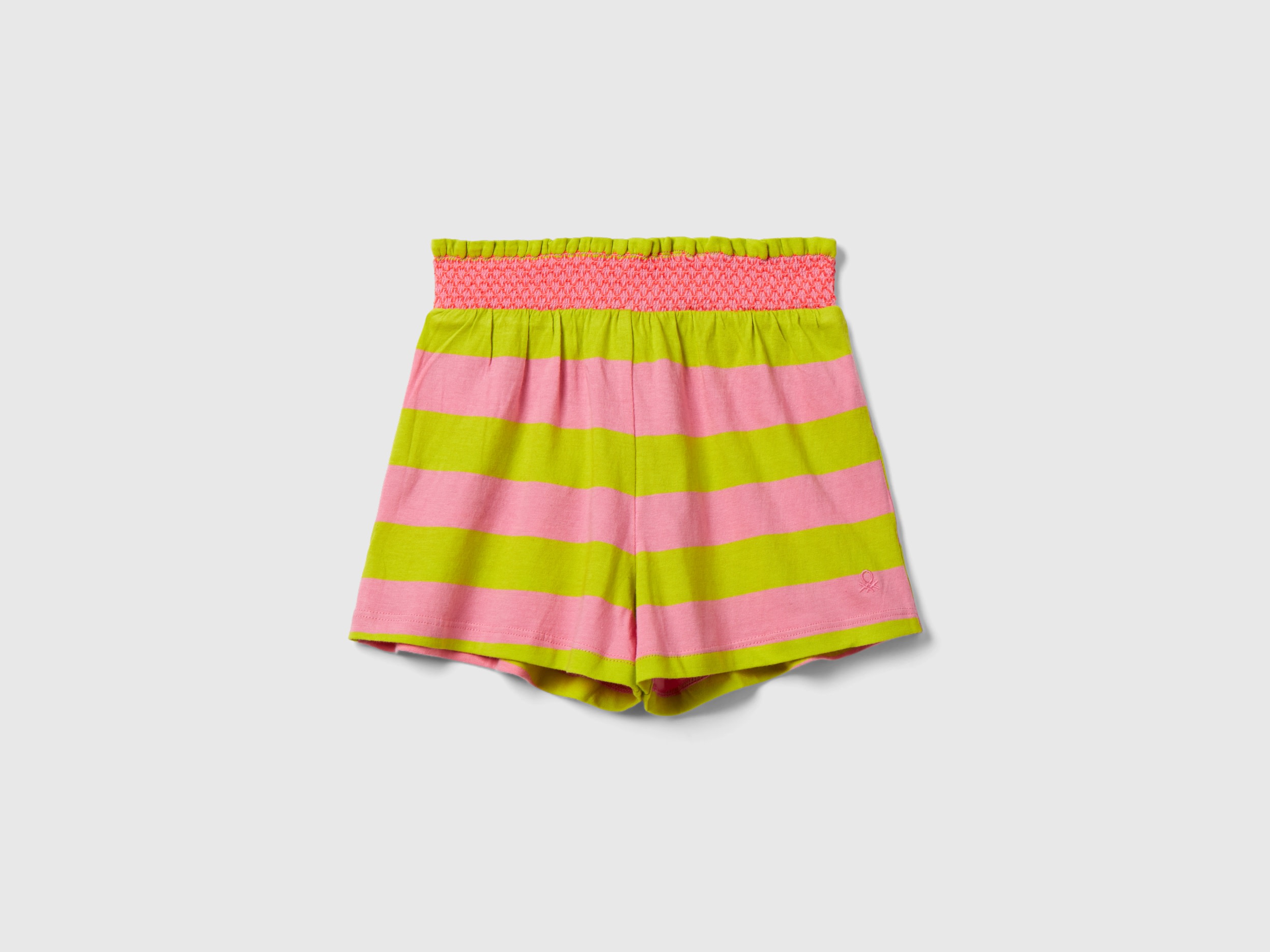 Benetton, Shorts A Righe Con Rouches, Multicolore, Bambini