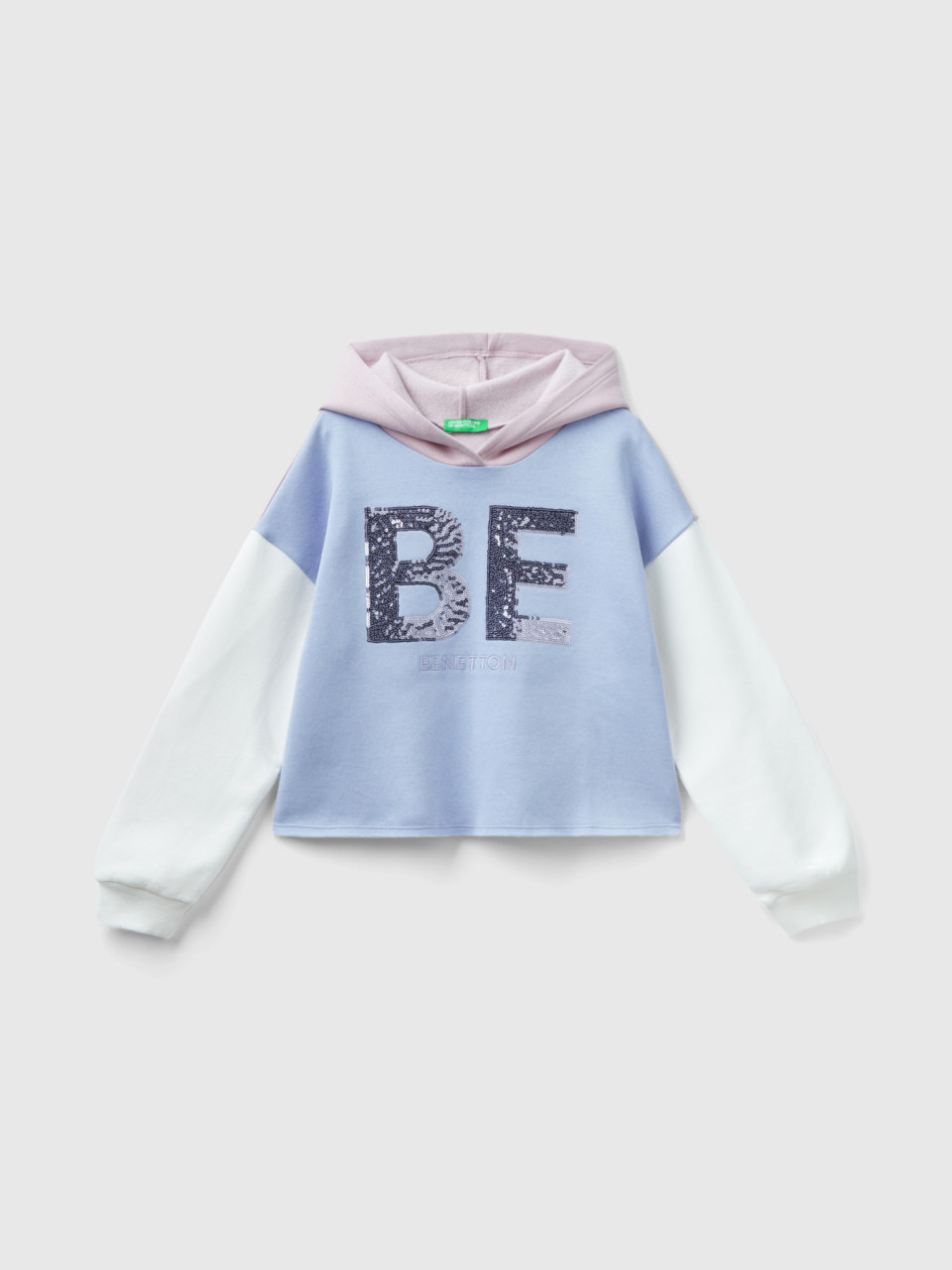 Benetton, Kapuzen-sweatshirt Mit Pailletten, Bunt, female