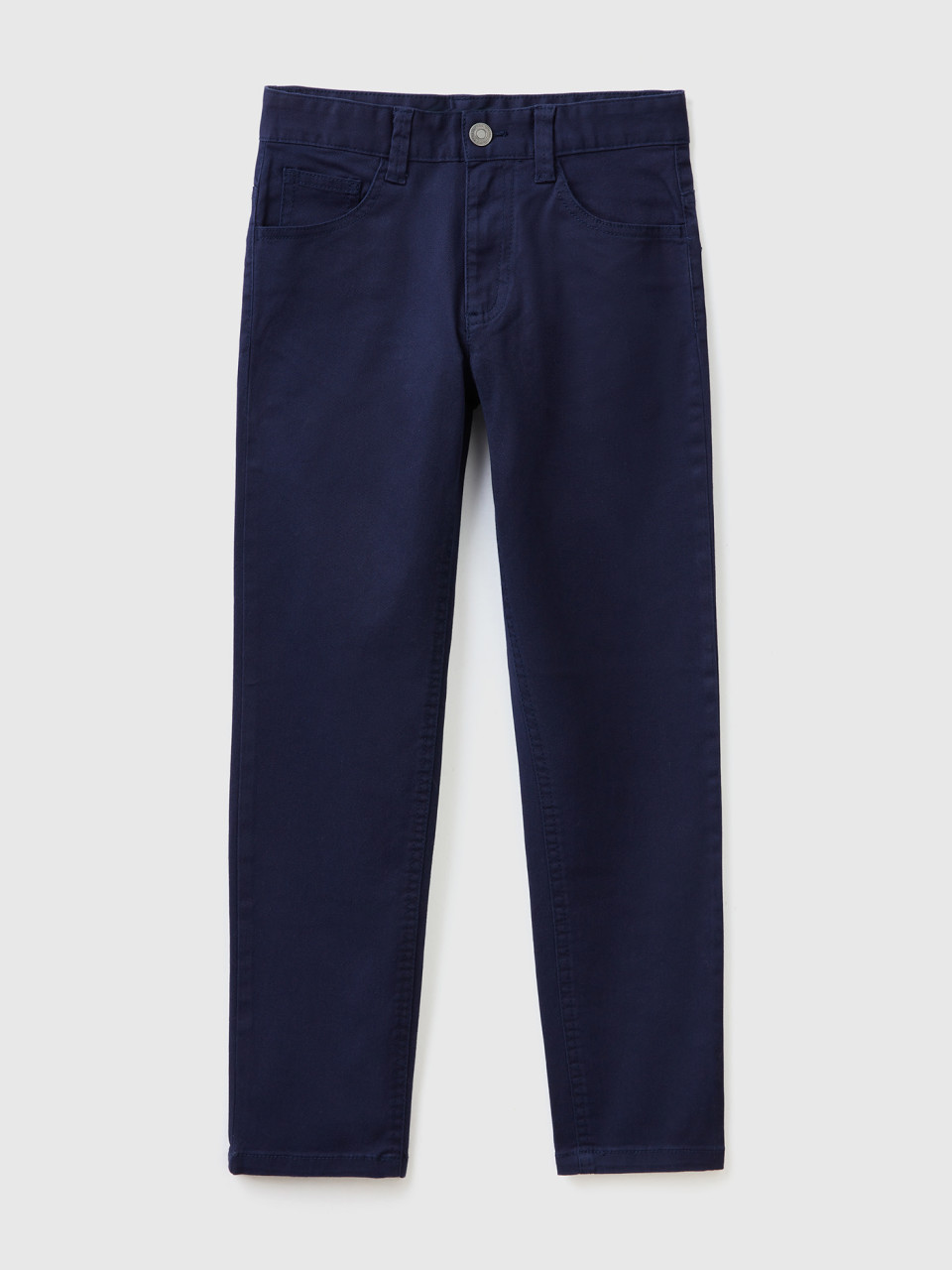 Benetton, Five Pocket Slim Fit Trousers, Dark Blue, Kids
