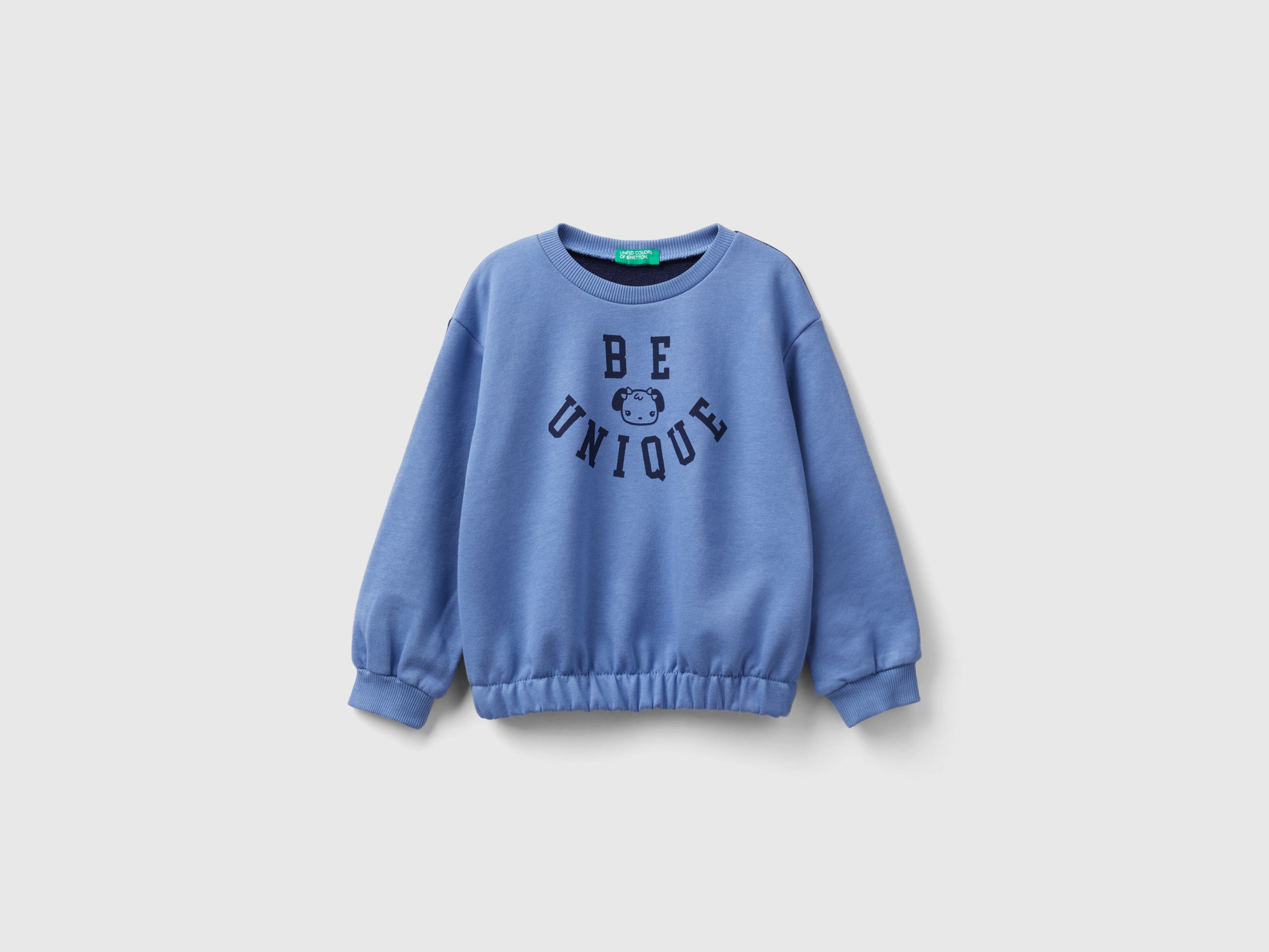 Benetton, Color Block Sweatshirt With Print, size 18-24, Blue, Kids
