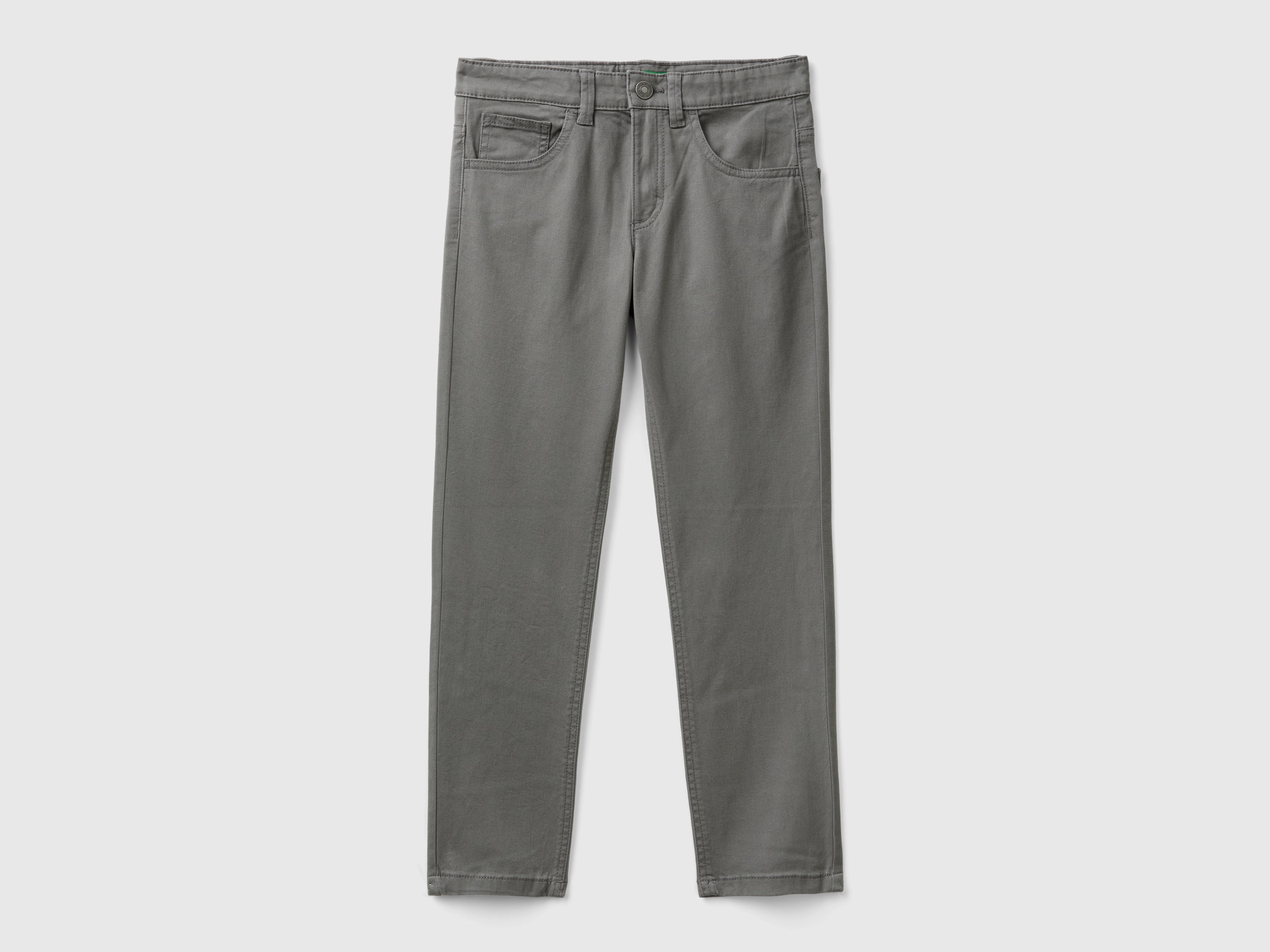Benetton, Pantaloni Slim Fit Cinque Tasche, Grigio Scuro, Bambini