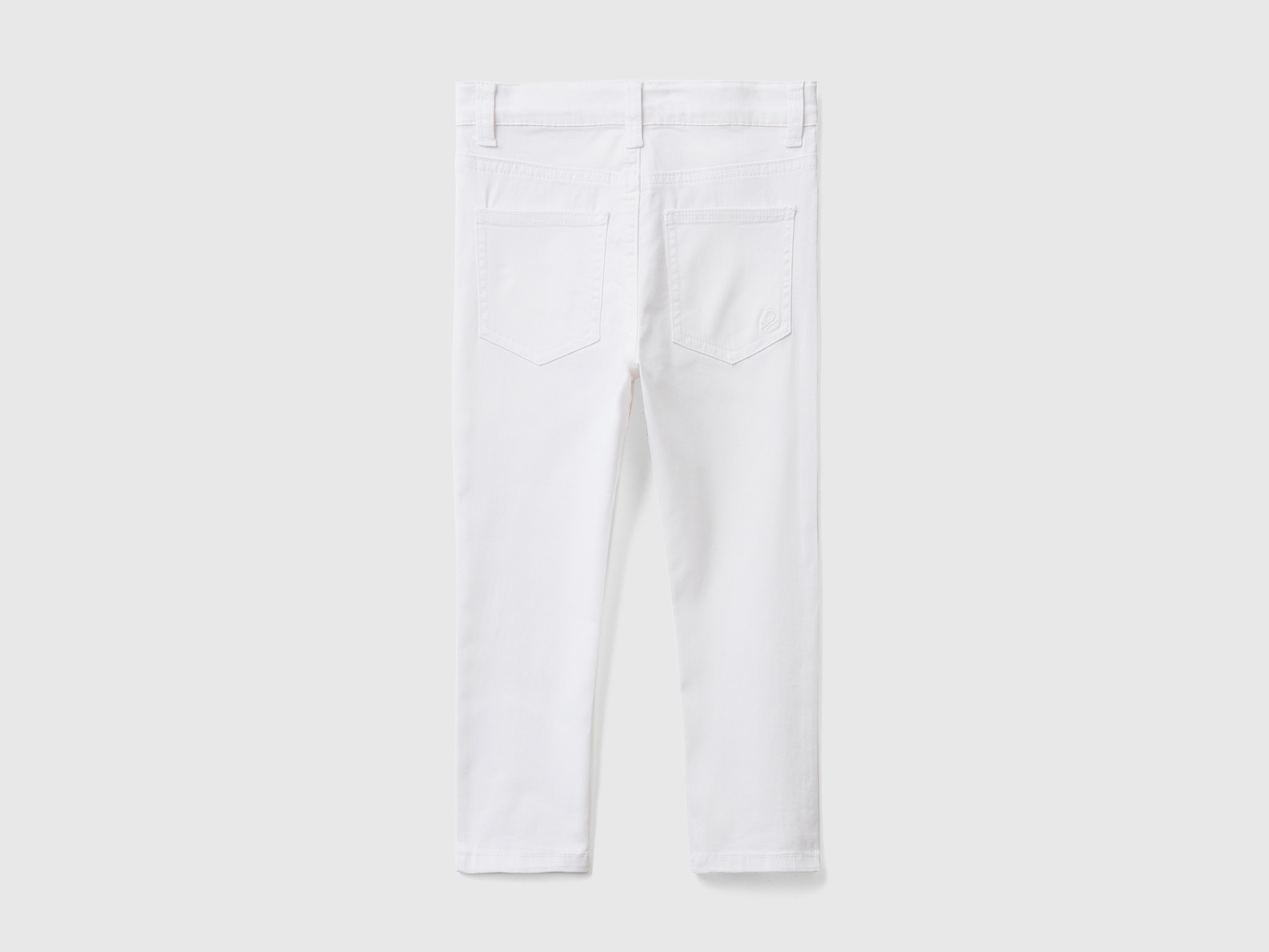 Benetton, Five-Pocket Slim Fit Trousers, Taglia 12-18, White, Kids