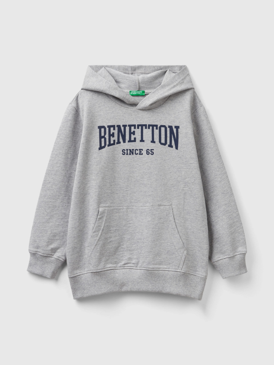 Benetton, Leichter Kapuzensweater, Hellgrau, male