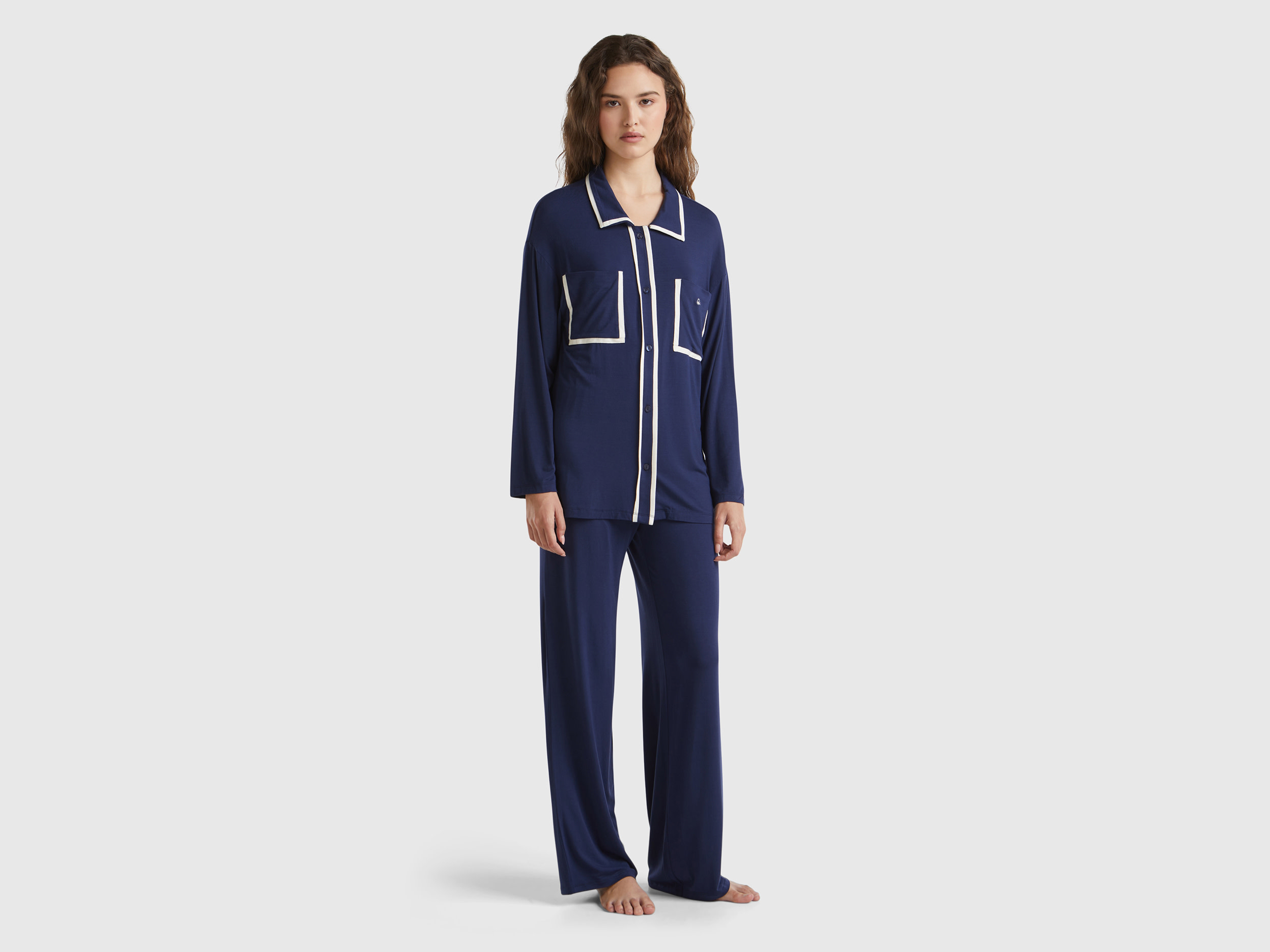 Benetton, Pigiama In Modal®, Blu Scuro, Donna