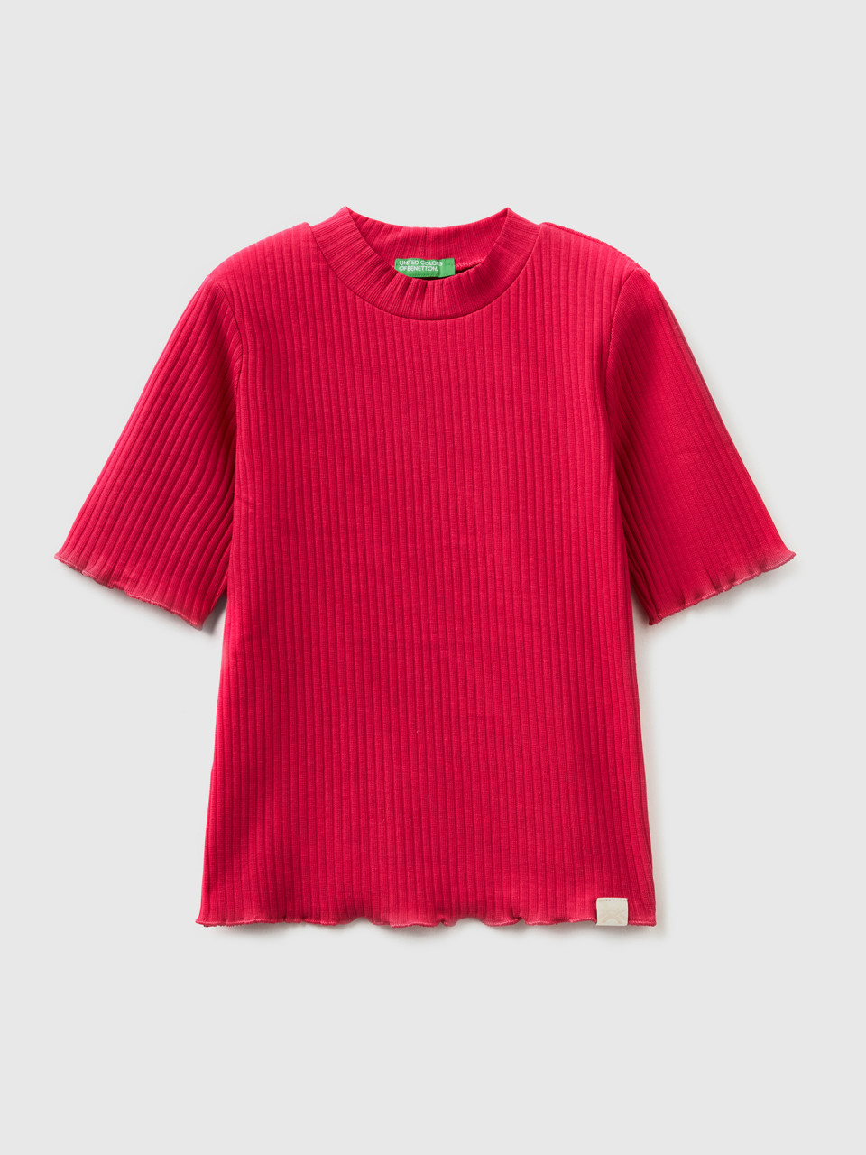 Benetton, Short Sleeve Turtleneck T-shirt, Cyclamen, Kids