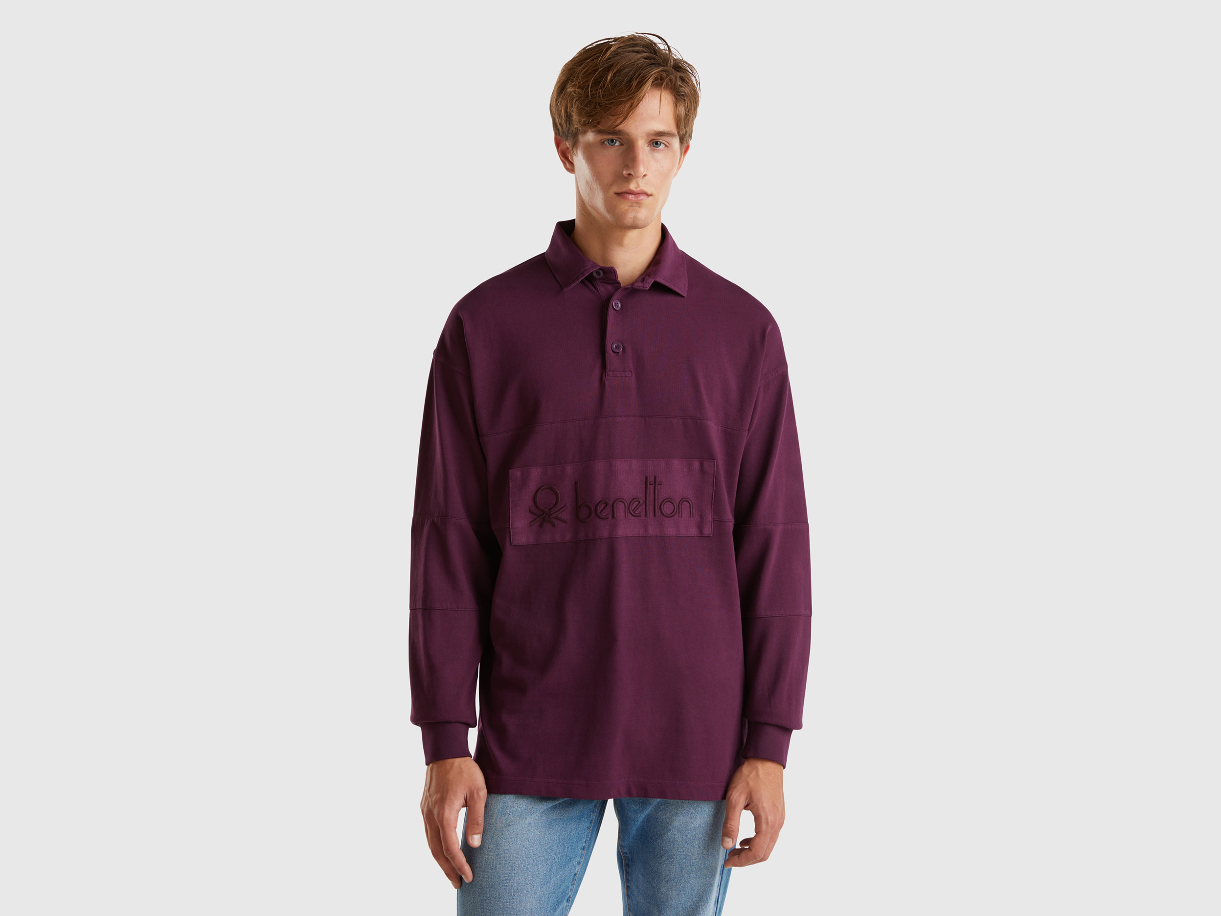 Benetton, Polo Rugby In Puro Cotone, , Uomo