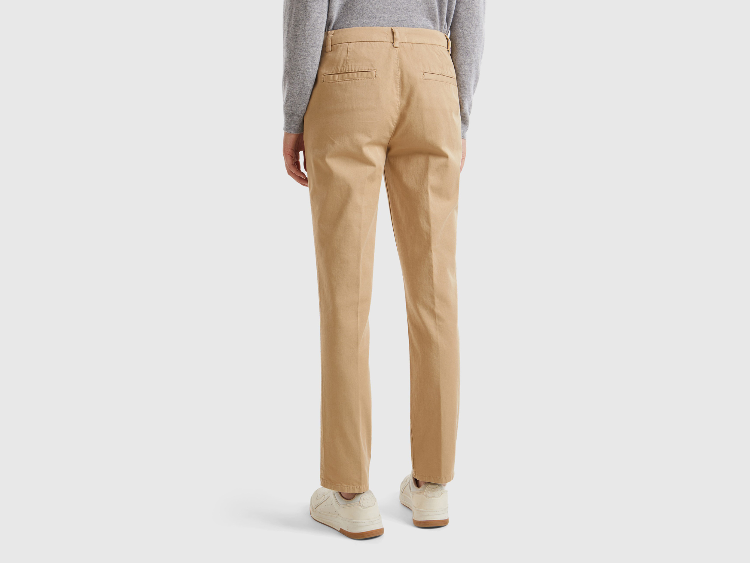 Benetton, Τσίνο Slim Fit Από Βαμβακερό Μπεζ, size , Μπεζ, Γυναικεία φωτογραφία