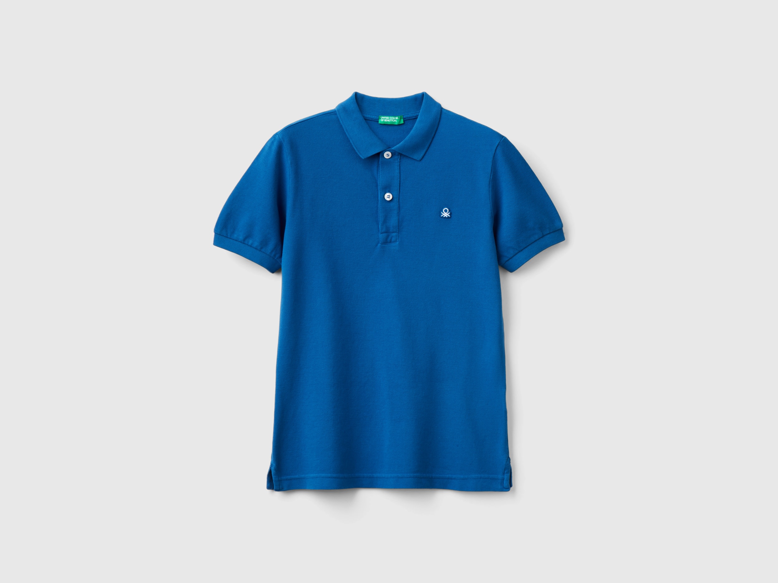 Benetton, Polo Slim Fit 100% Cotone Bio, Bluette, Bambini