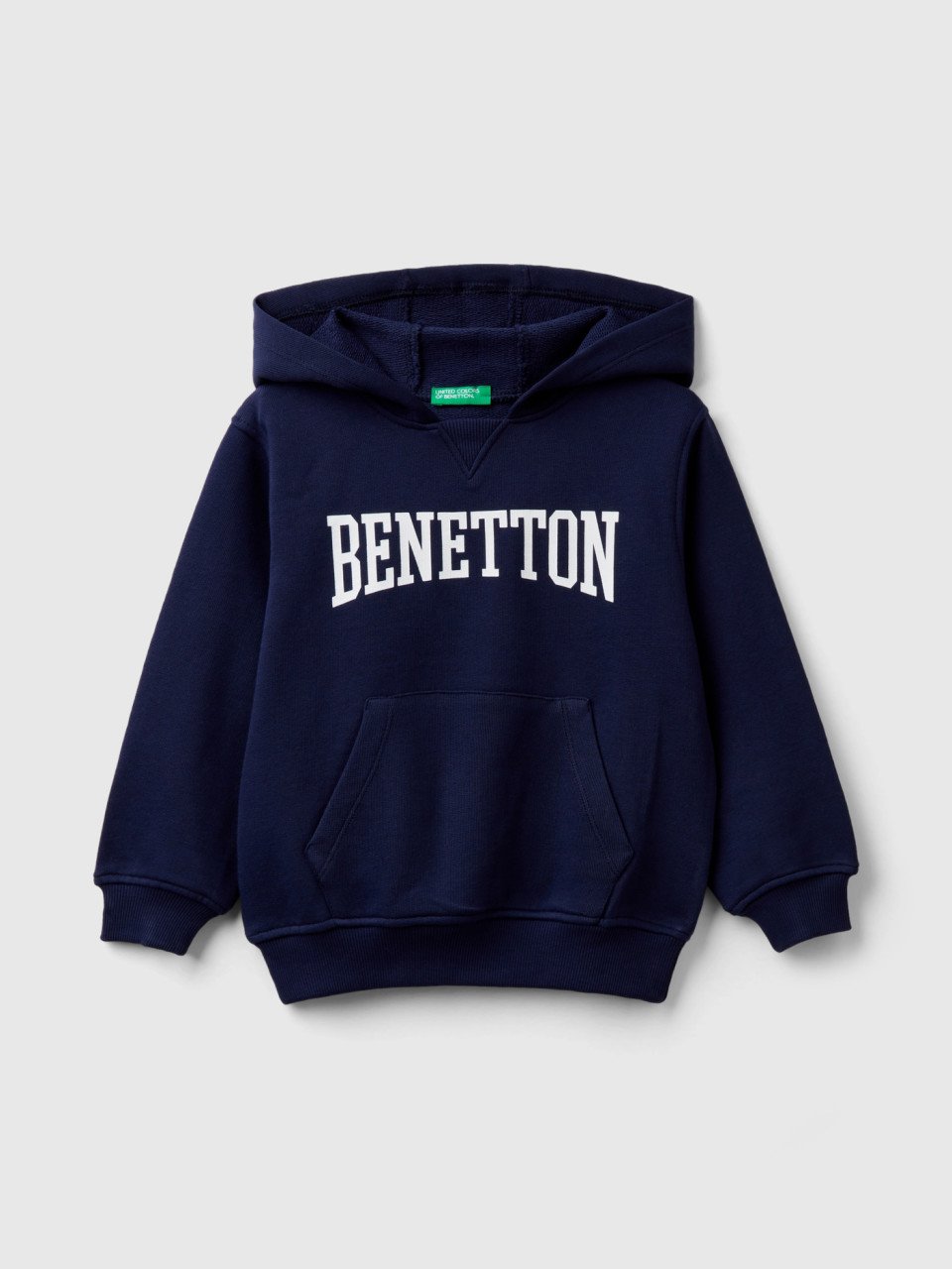 Benetton, Sweat 100 % Coton À Capuche, Bleu Foncé, Enfants