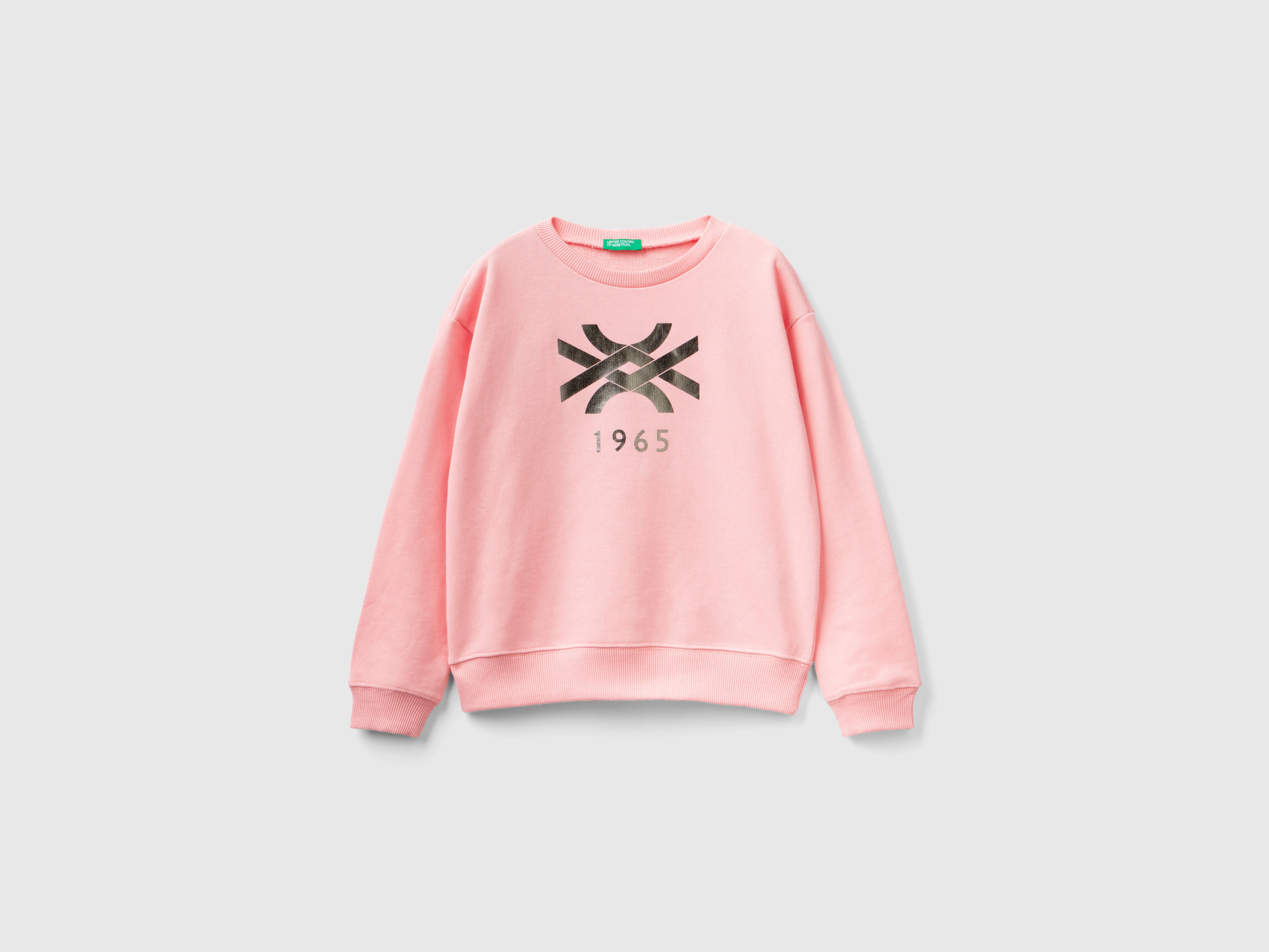 Benetton, 100% Cotton Sweatshirt With Logo, size 3XL, Pink, Kids