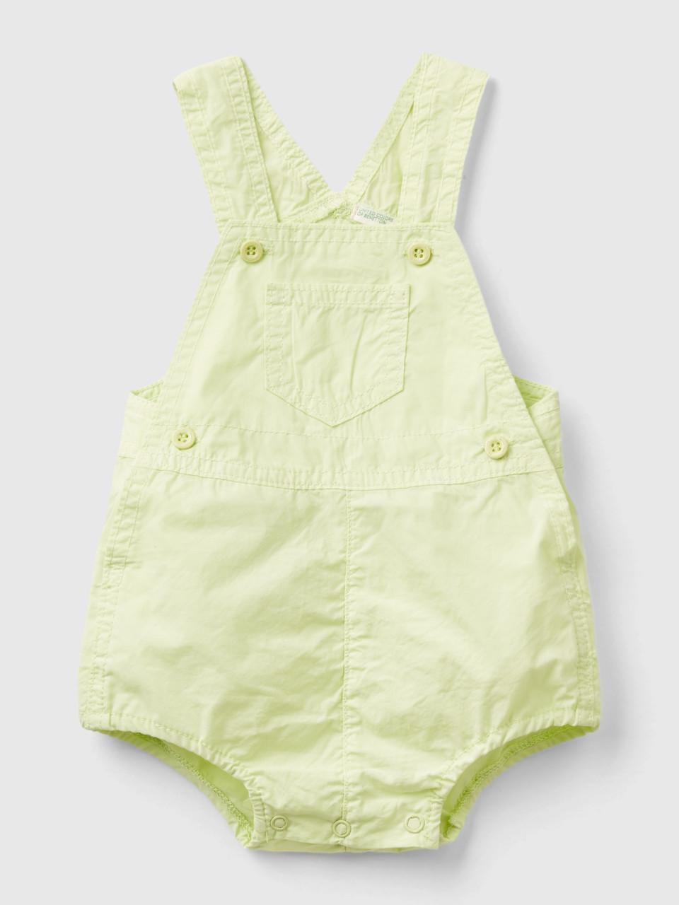 Benetton, Overall Onesie In 100% Cotton, Lime, Kids
