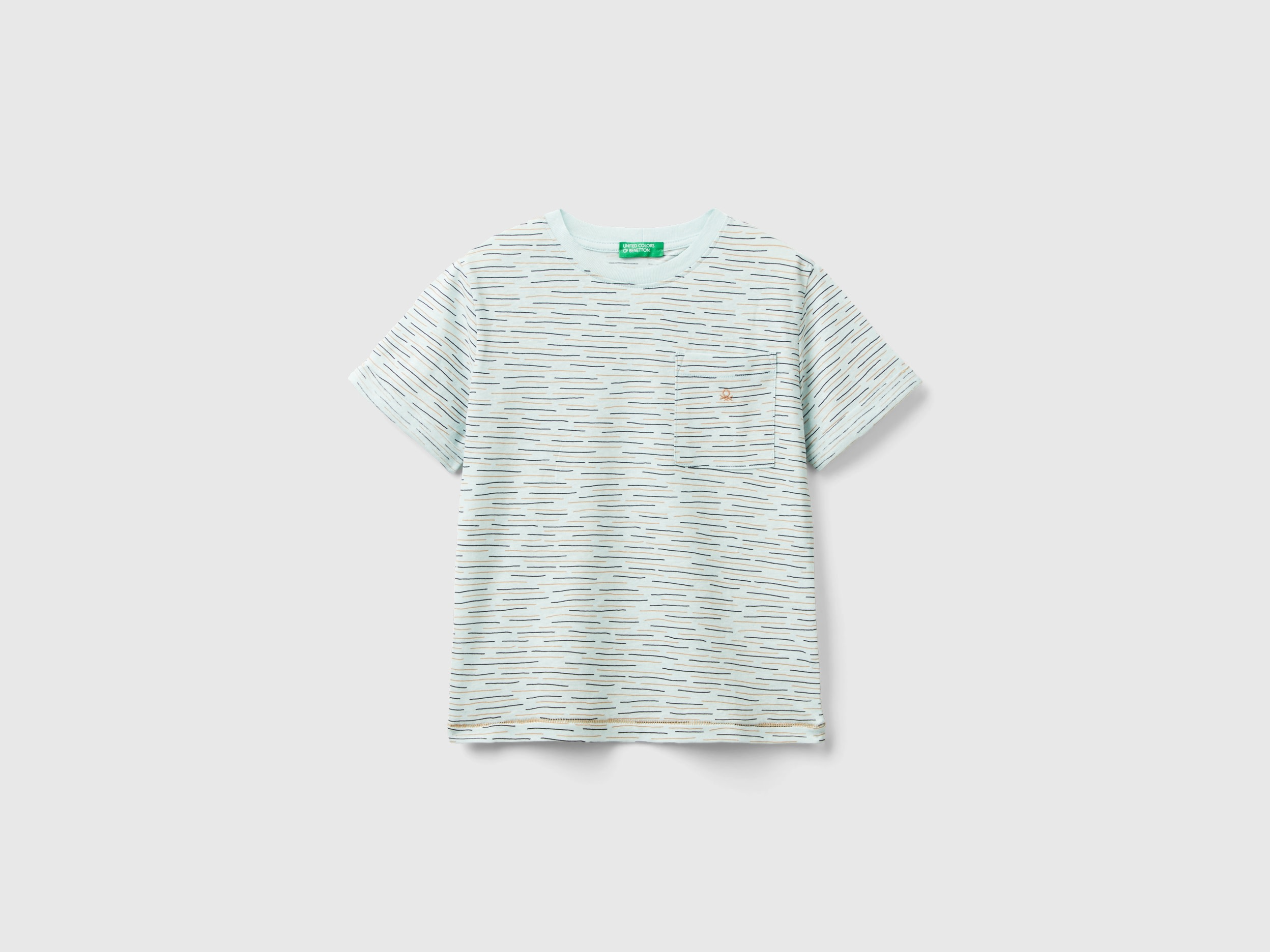 Benetton, Maglietta Con Stampa E Taschino, Verde Acqua, Bambini