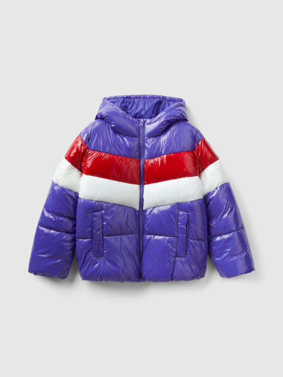 Benetton, Color Block Padded Jacket, Violet, Kids