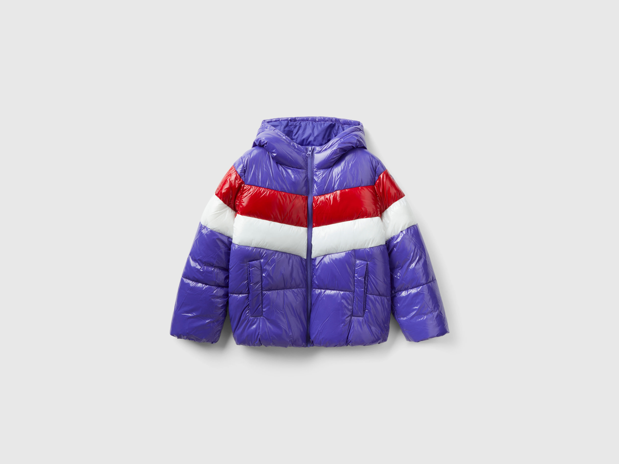 Benetton, Color Block Padded Jacket, size S, Violet, Kids