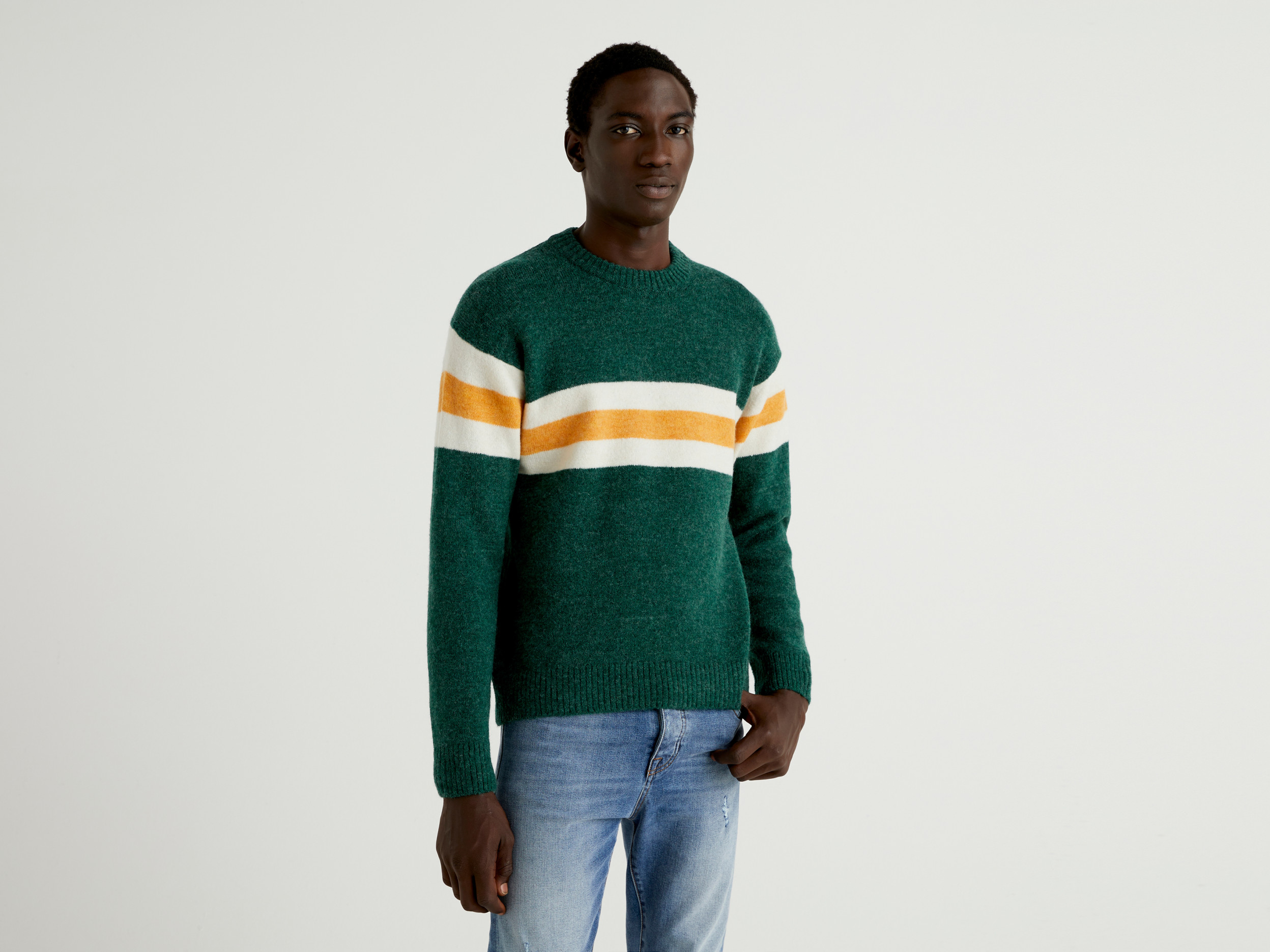 Benetton, Pull À Détails Contrastés, taille XL, Multicolore, Homme