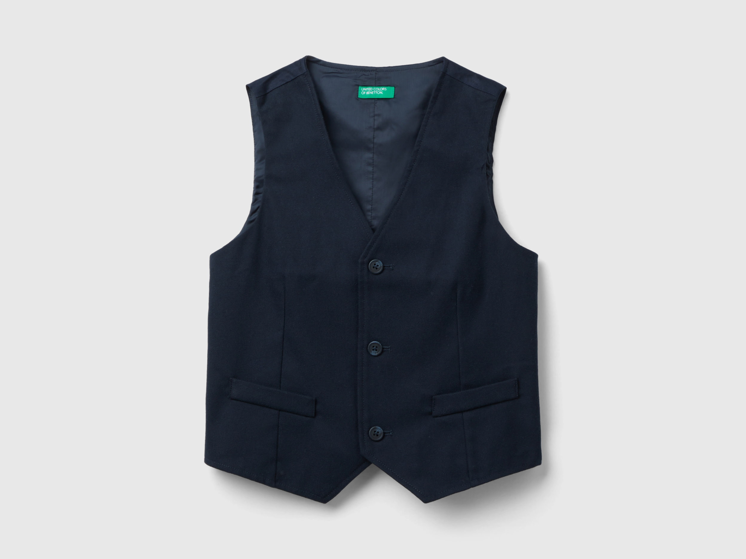 Benetton, Slim Fit Flannel Vest, size 2XL, Dark Blue, Kids