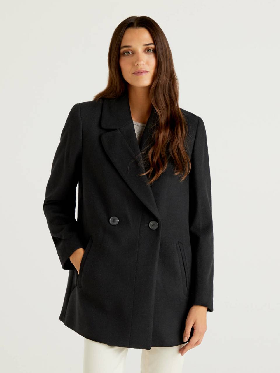 Benetton Double-breasted coat in wool blend cloth - 2DK6536P5_100
