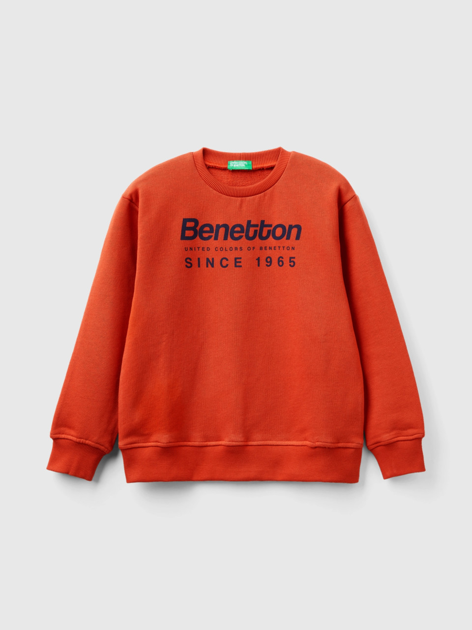 Benetton, Sudadera Con Estampado De Logotipo, Rojo Teja, Niños