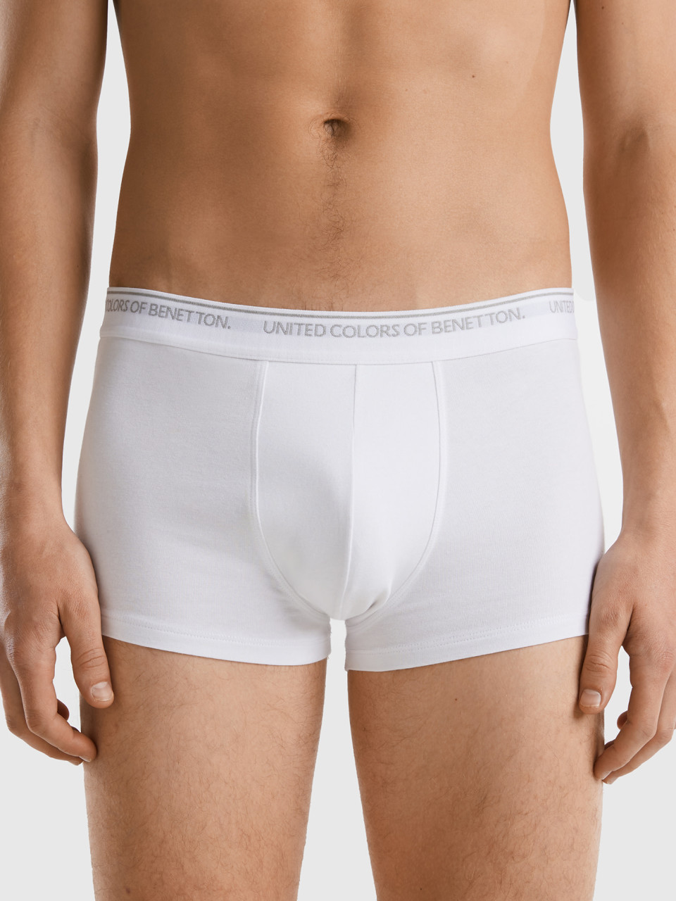 Benetton, Fitted Boxers In Organic Cotton, White, Men