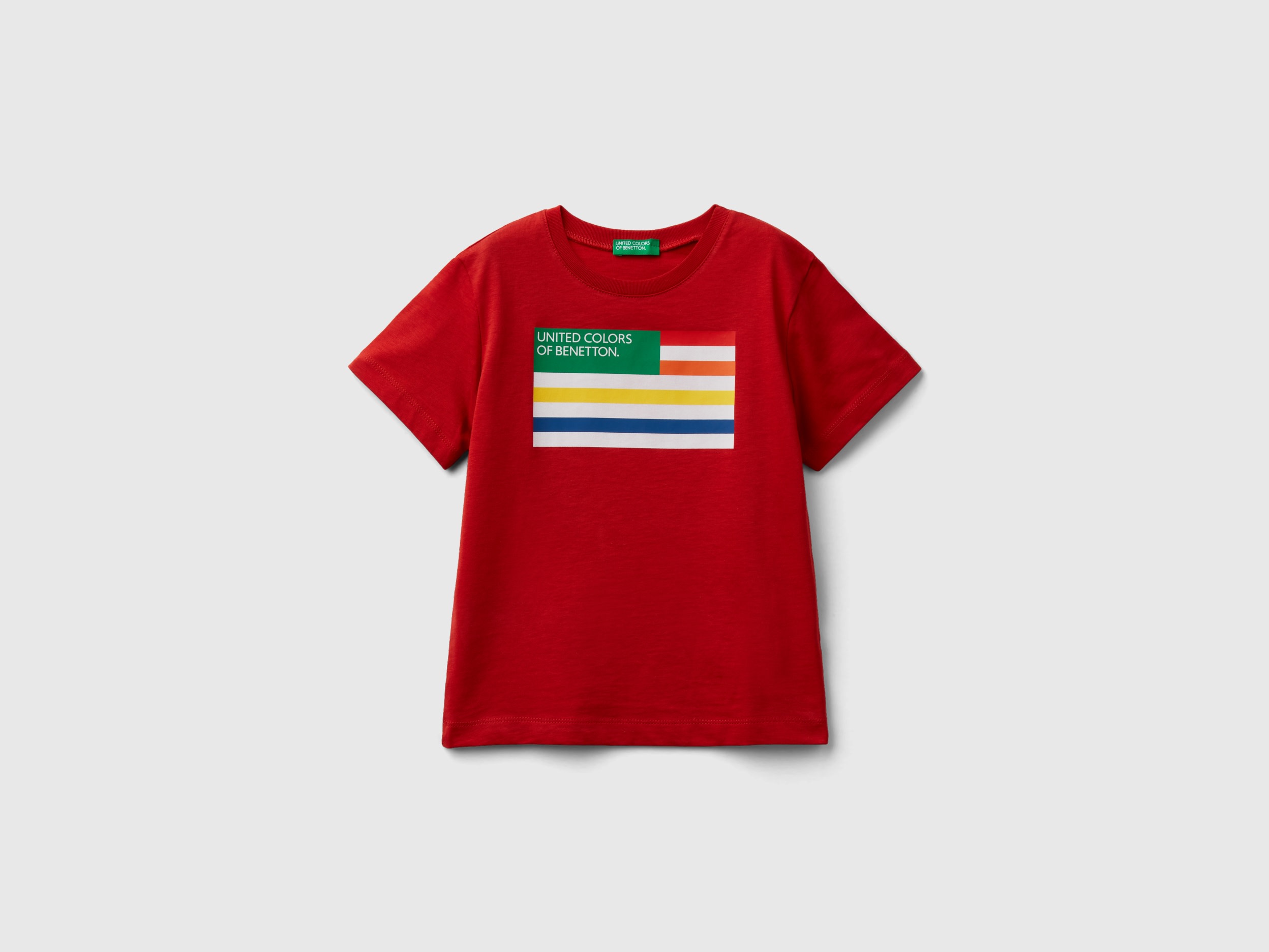 Image of Benetton, T-shirt With Print In 100% Organic Cotton, size 110, Brick Red, Kids