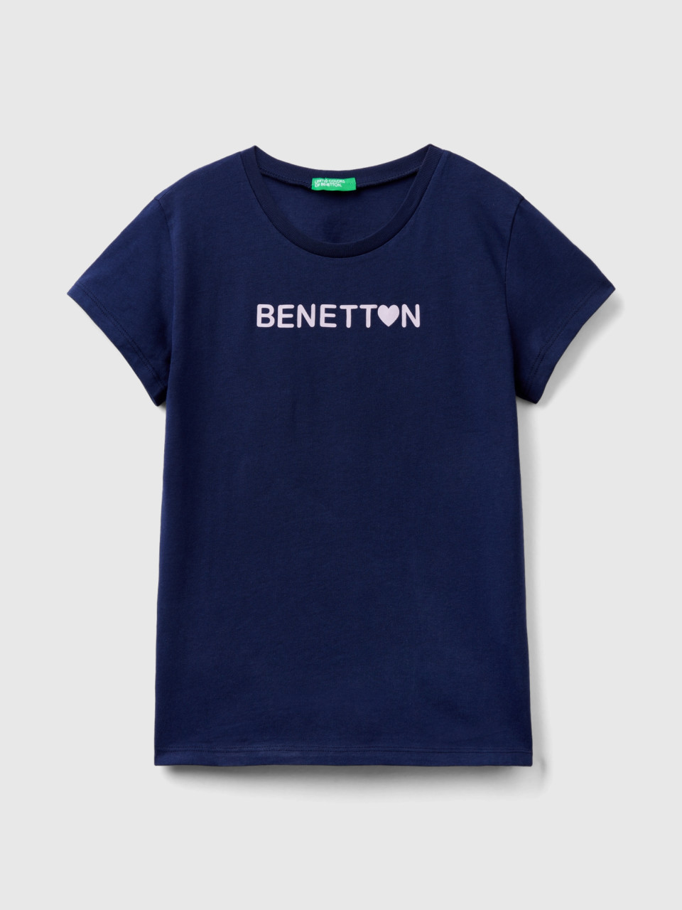 Benetton, T-shirt Mit Logo 100% Baumwolle, Dunkelblau, female