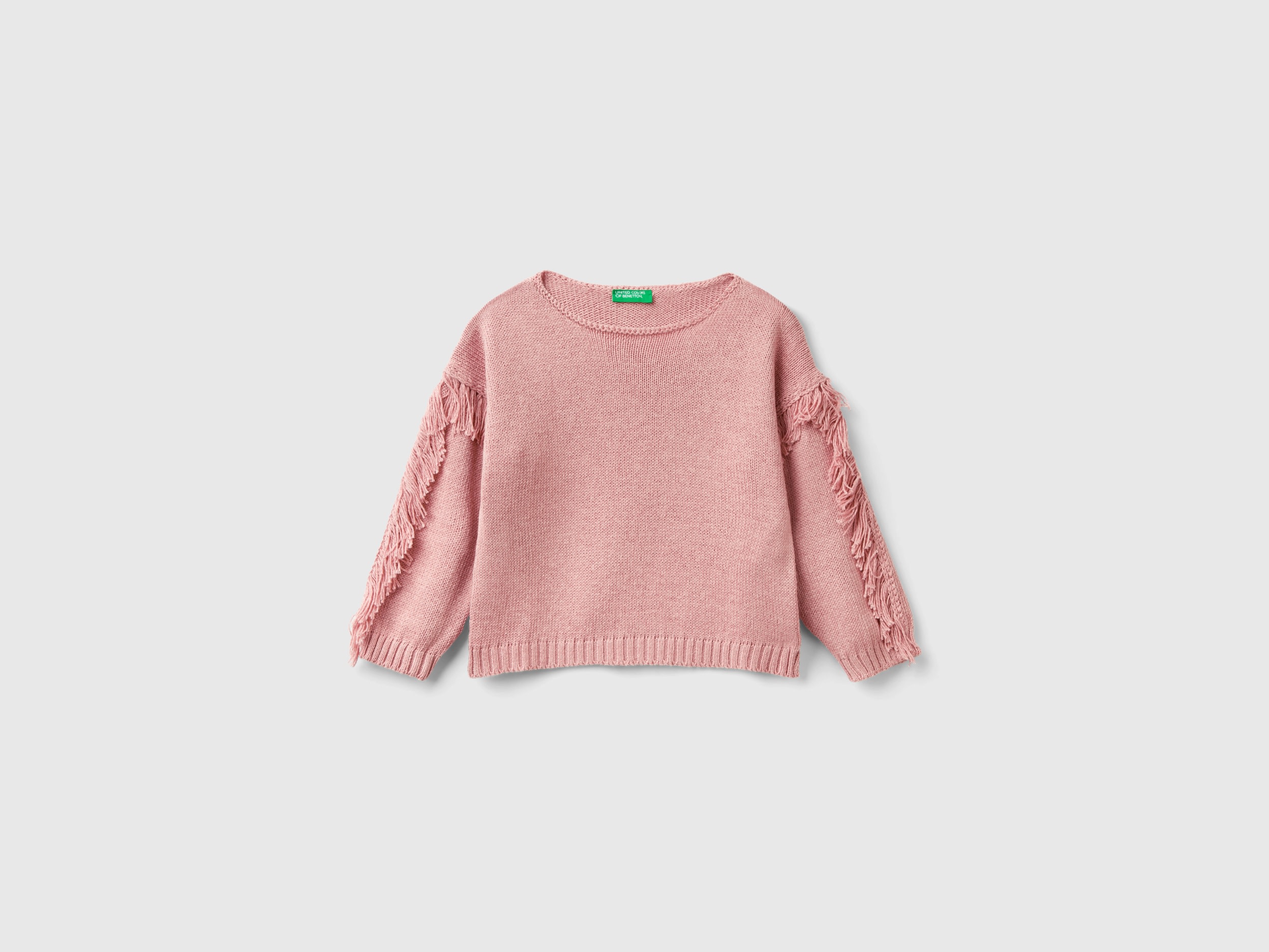 Image of Benetton, Sweater With Fringe, size 116, Pink, Kids