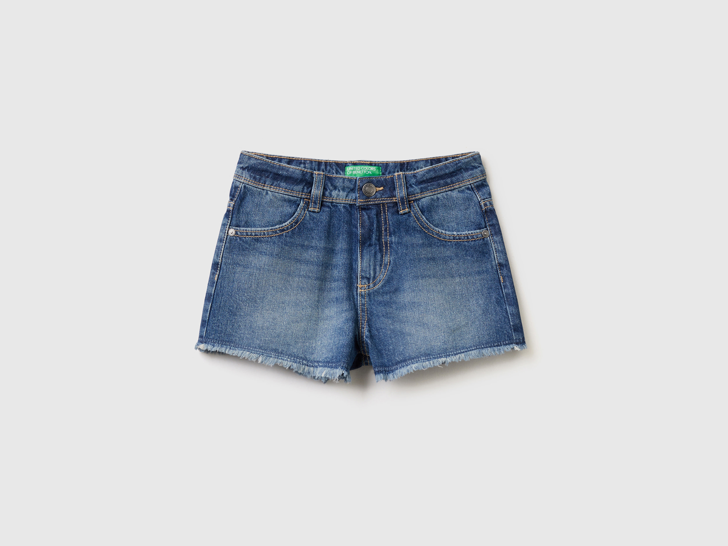 Benetton, Frayed Jean Shorts, size 3XL, Blue, Kids