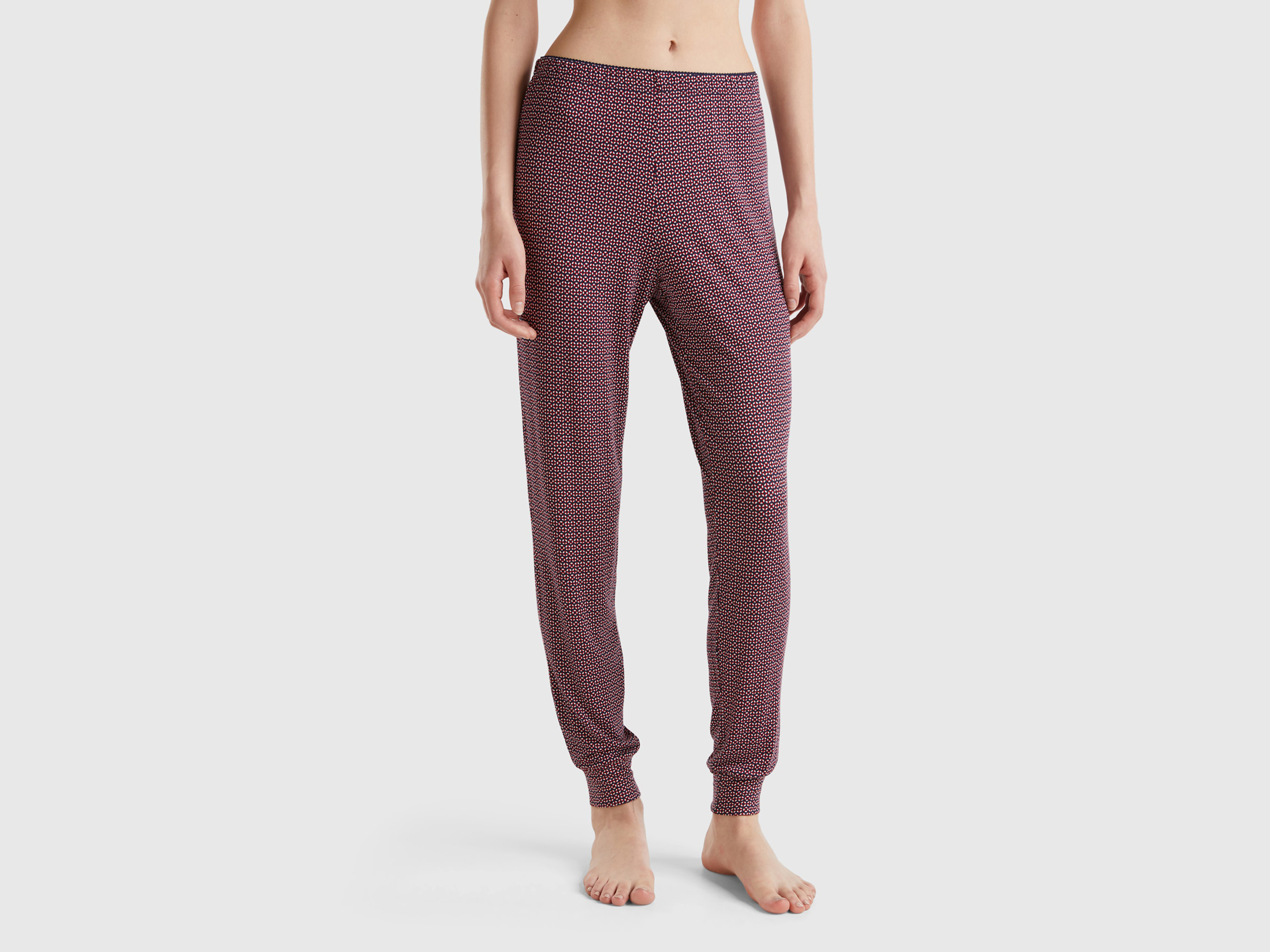 Benetton, Pantaloni In Viscosa Sostenibile Stretch, Multicolore, Donna
