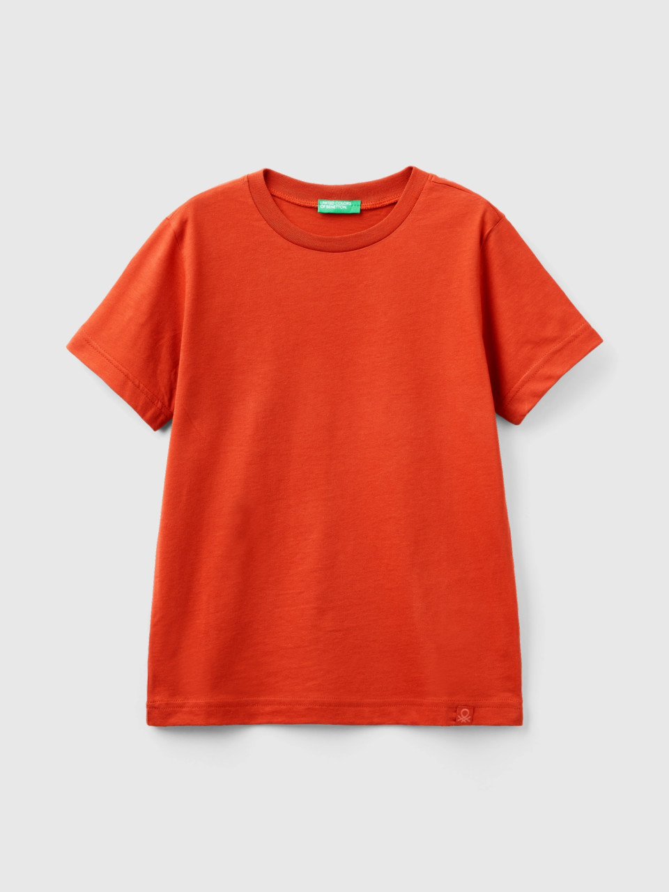Benetton, Camiseta De Algodón Orgánico, Rojo Teja, Niños