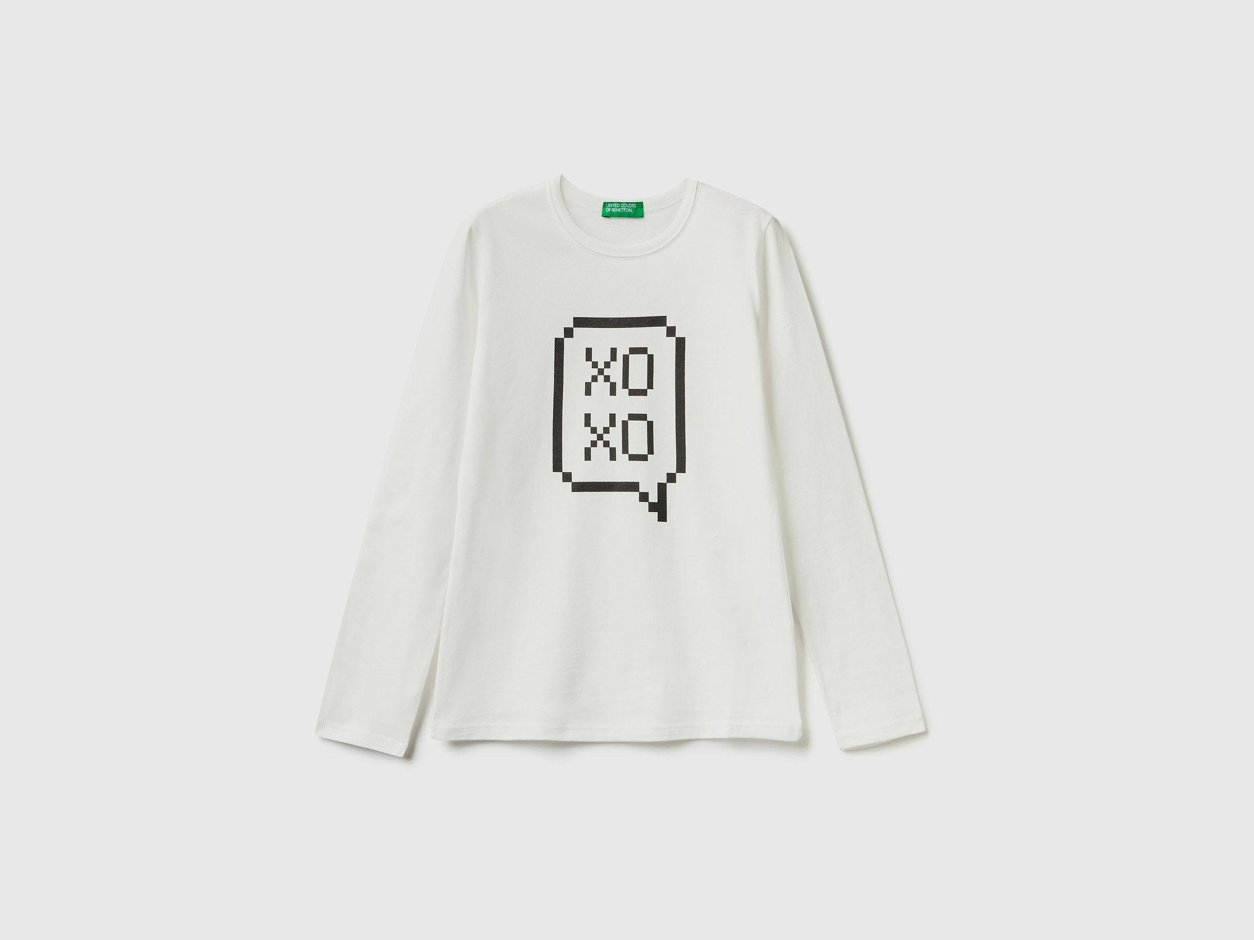 Benetton, Long Sleeve 100% Cotton T-shirt, size XL, White, Kids