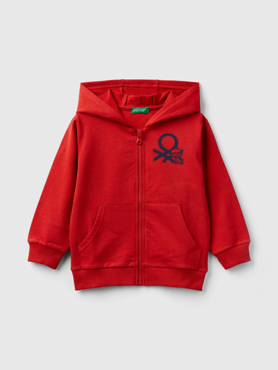 Benetton, Lightweight Sweatshirt With Zip, Brick Red, Kids