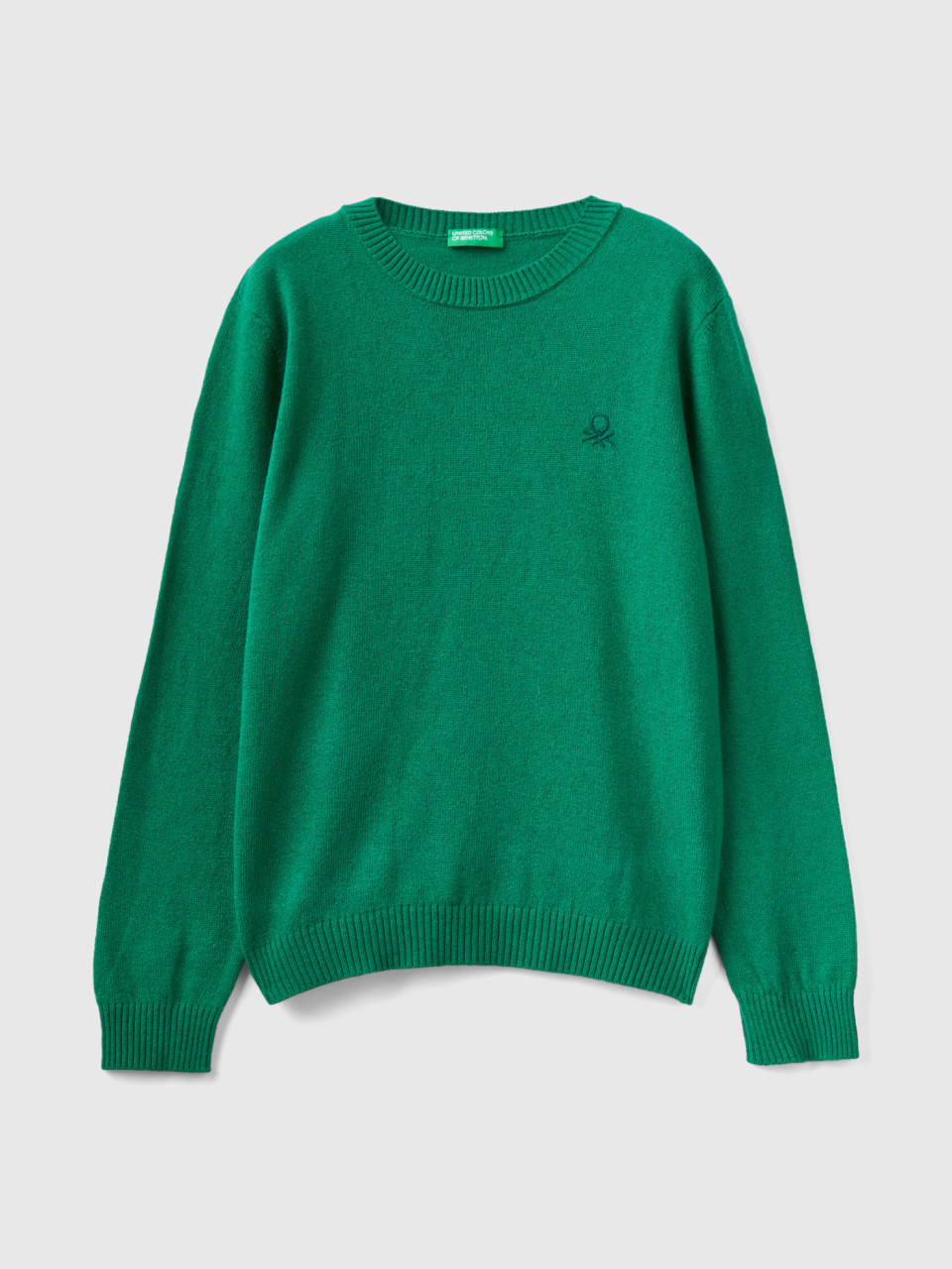 Benetton, Pullover In Einer Mischung Aus Wolle Und Cashmere, Grün, male