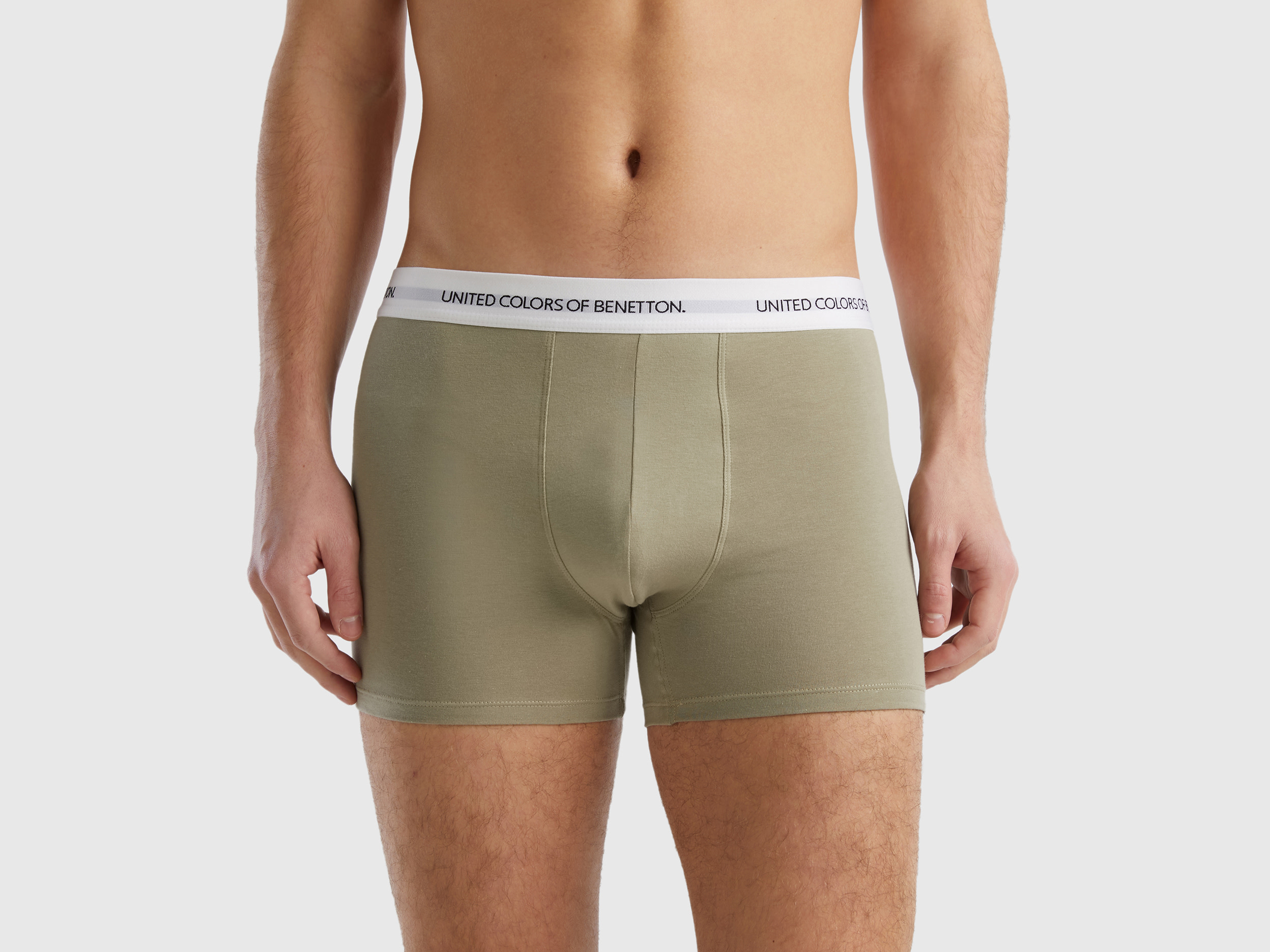 Image of Benetton, Boxers In Stretch Organic Cotton, size M, Light Green, Men