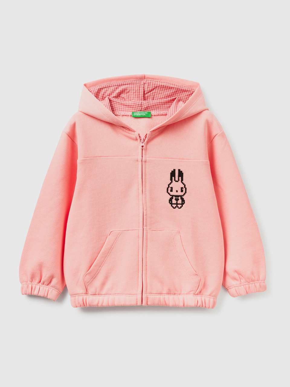 Benetton, Sweatshirt With Pixel Embroidery, Pink, Kids