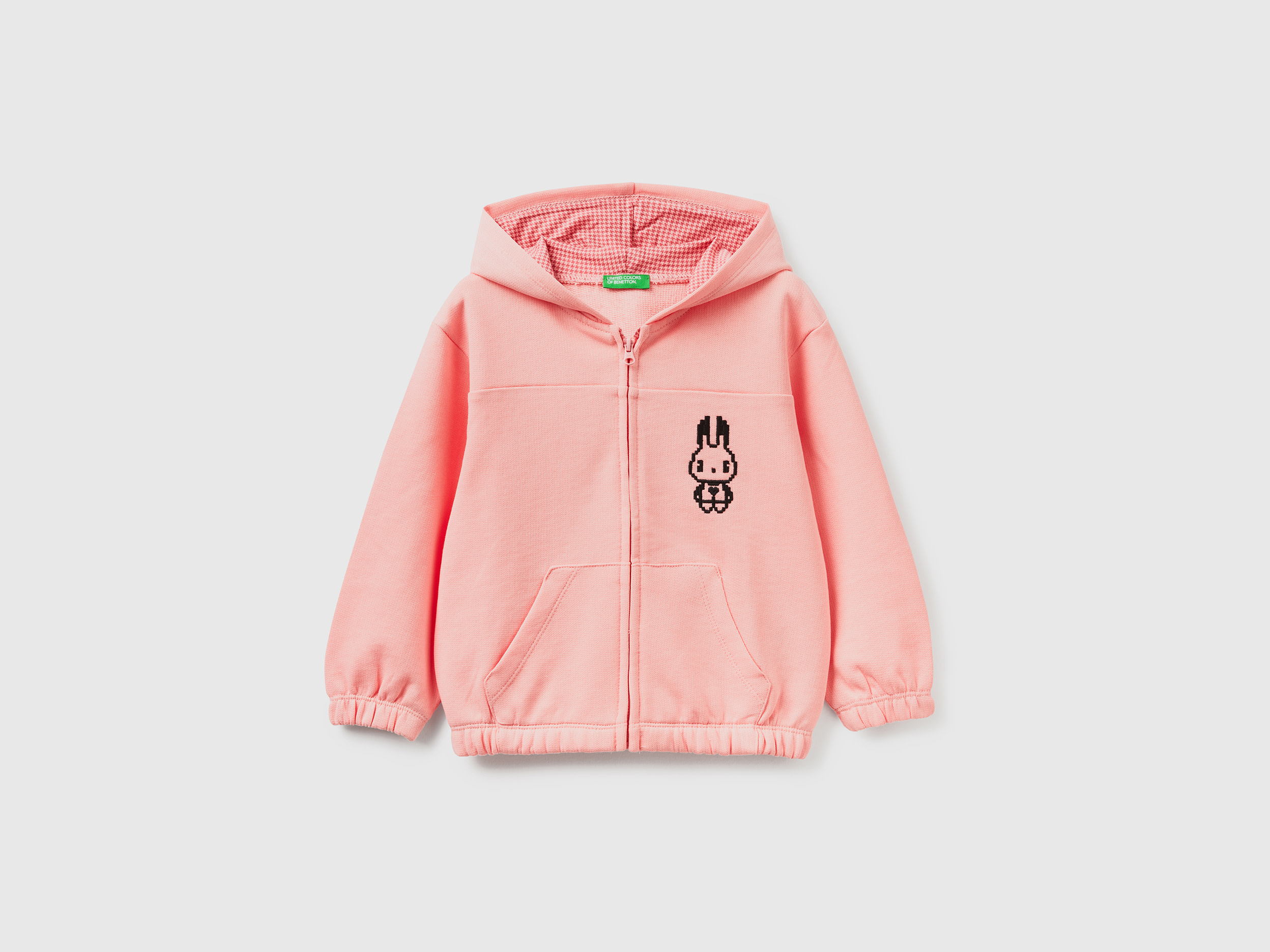 Benetton, Sweatshirt With Pixel Embroidery, size 12-18, Pink, Kids