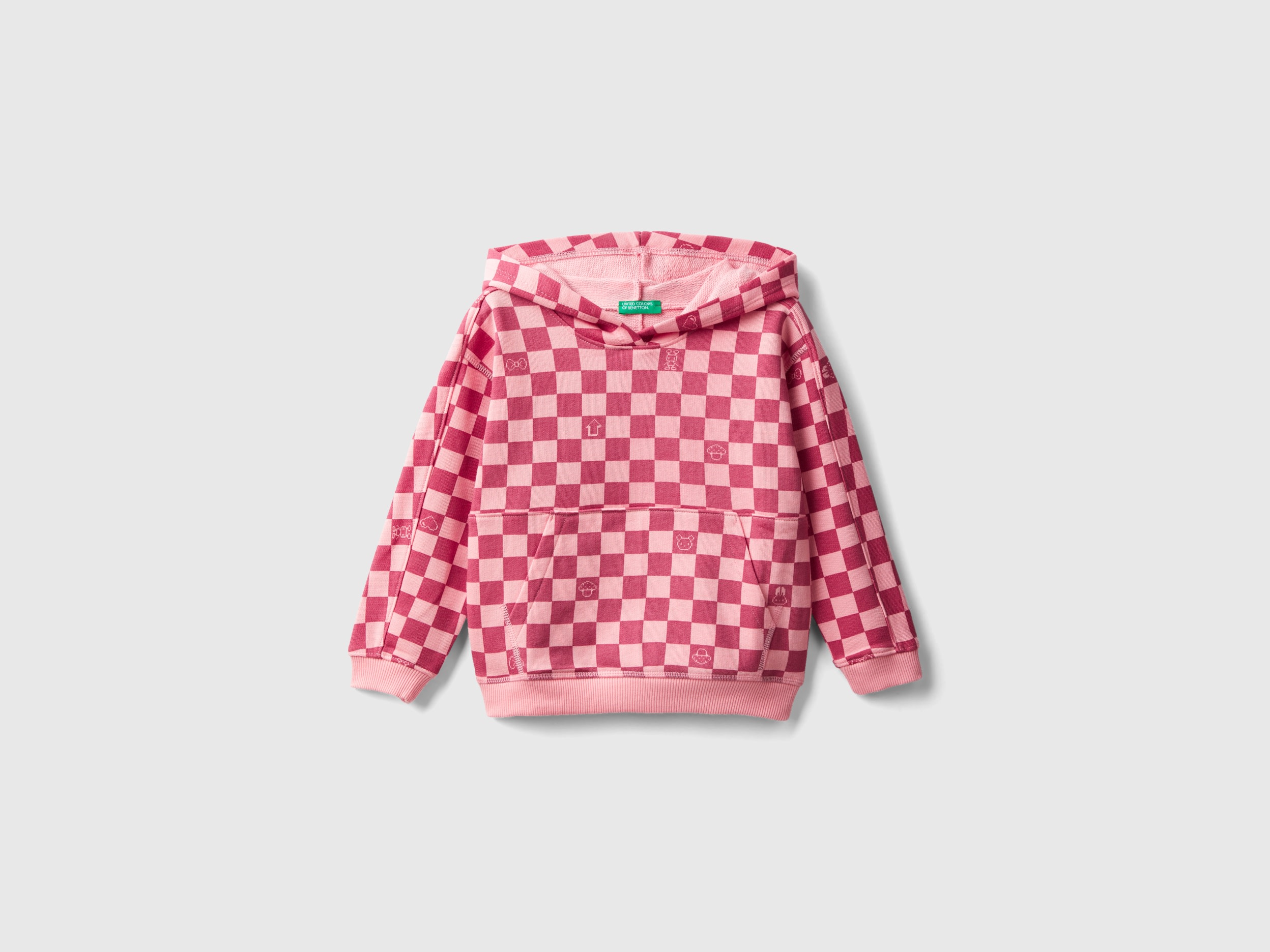 Benetton, Checkered Hoodie, size 5-6, Multi-color, Kids