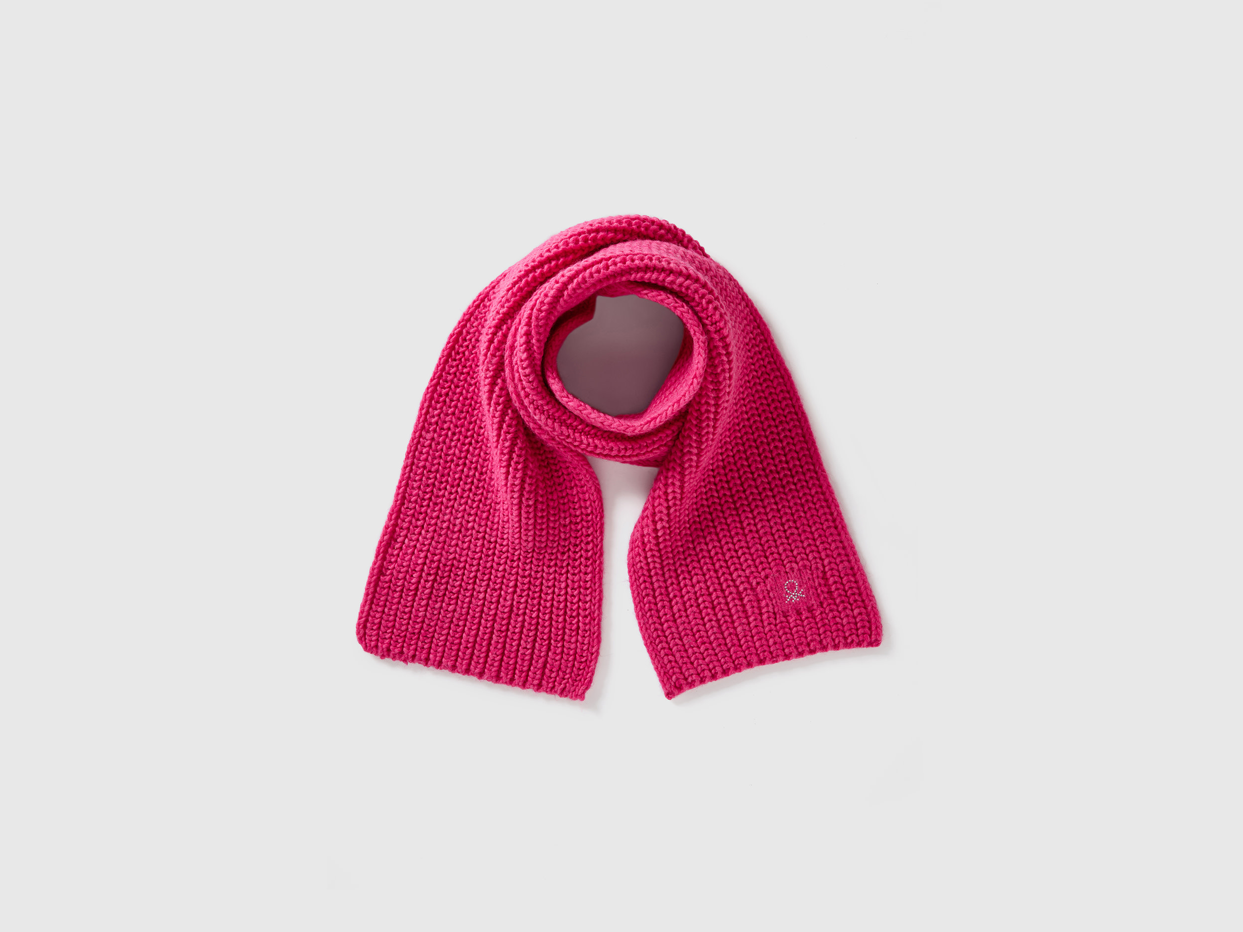 Benetton, Sciarpa Con Logo In Strass, Fucsia, Bambini