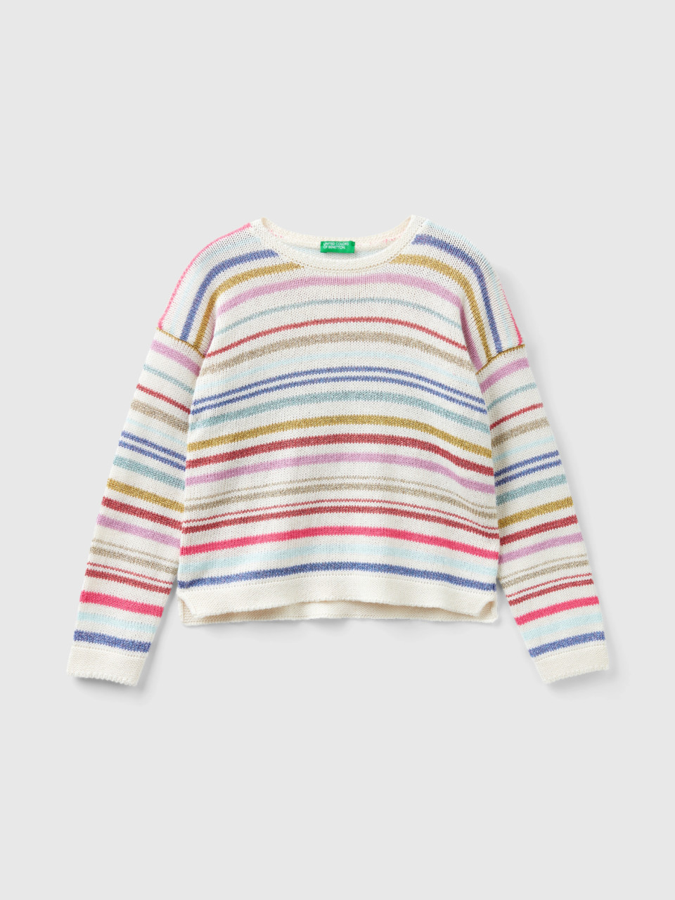 Benetton, Striped Sweater With Lurex, Multi-color, Kids