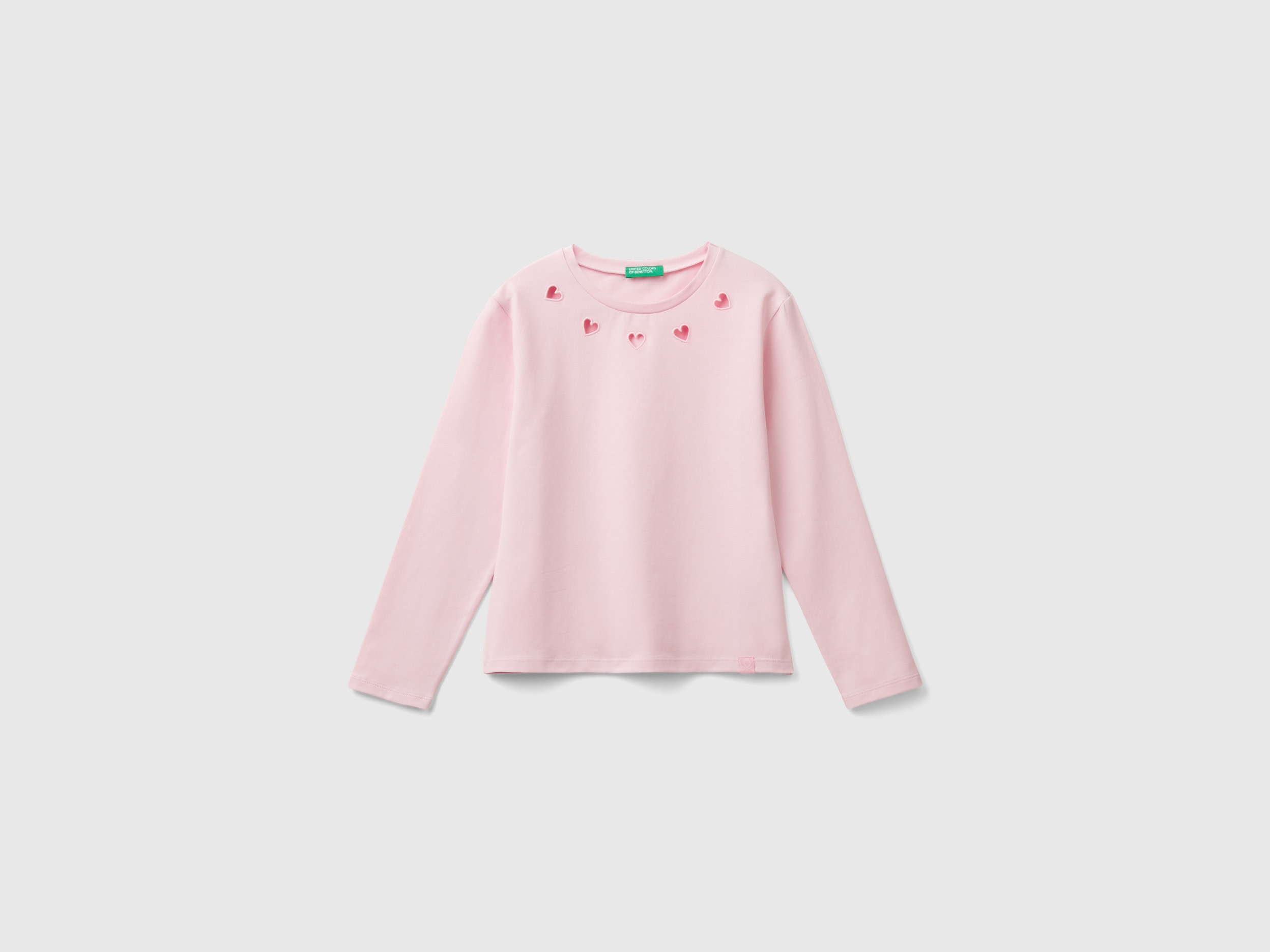 Benetton, T-shirt Con Cuori Cut Out, Rosa, Bambini