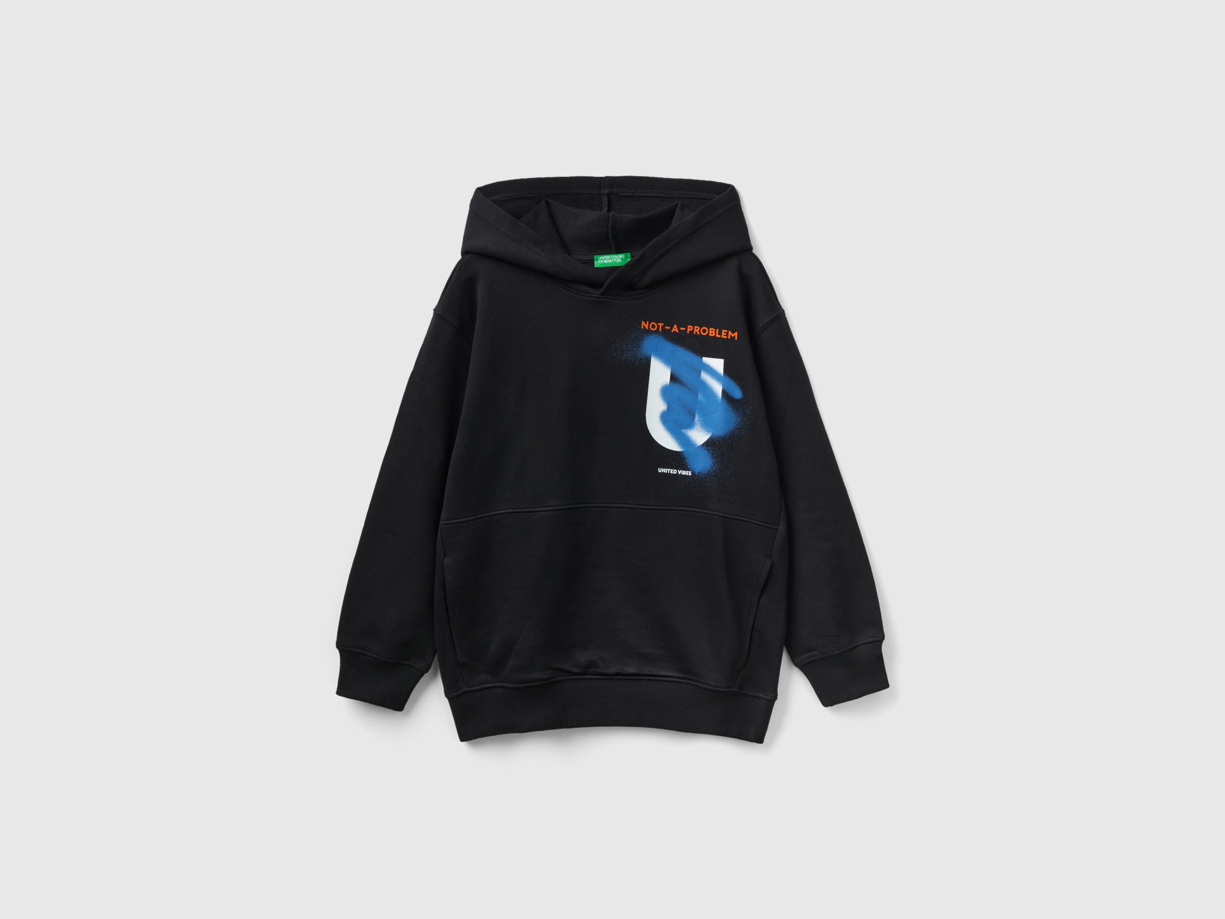 Benetton, Sweatshirt With Print, size S, Black, Kids